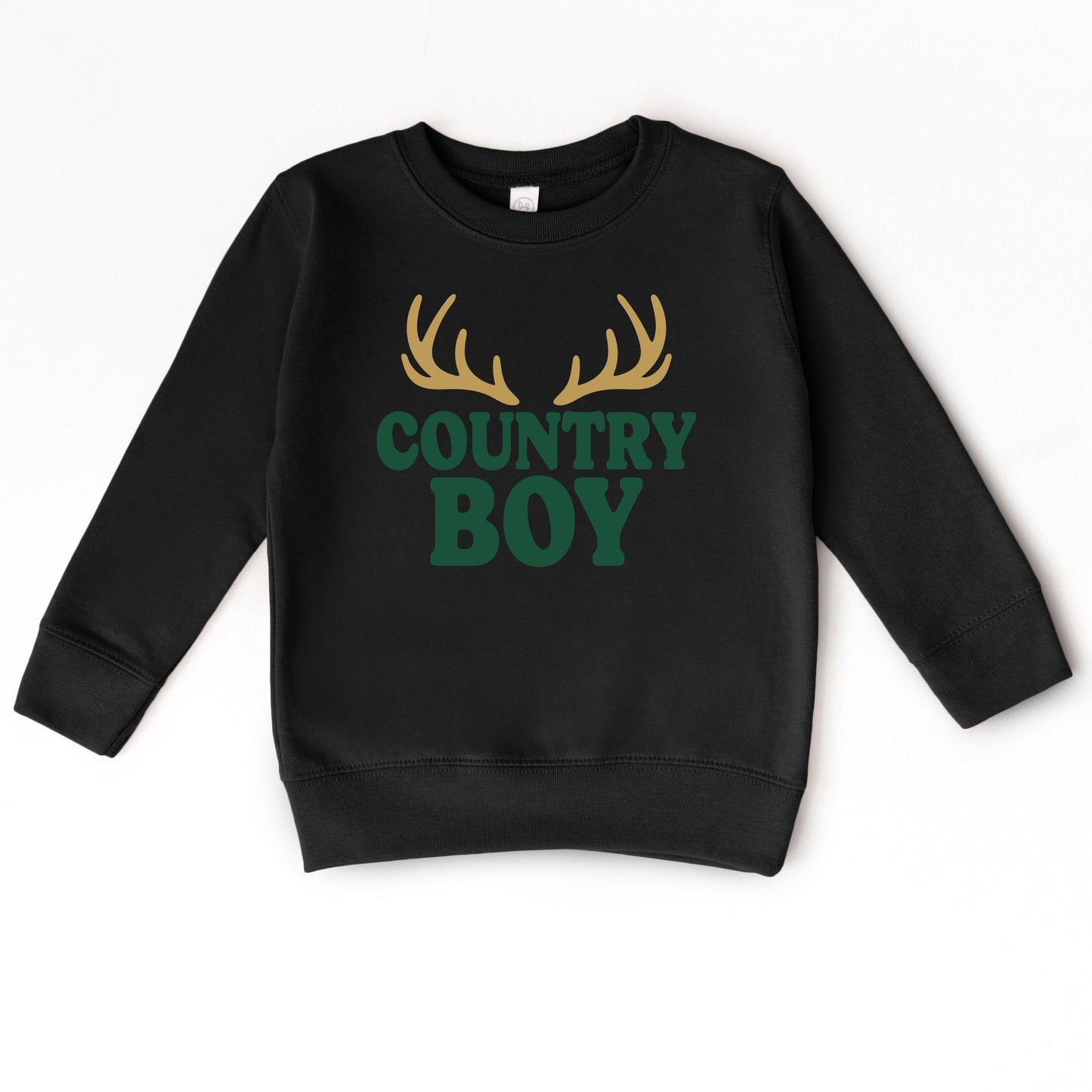 Country Boy Antlers Puff Print - Toddler Graphic Sweatshirt