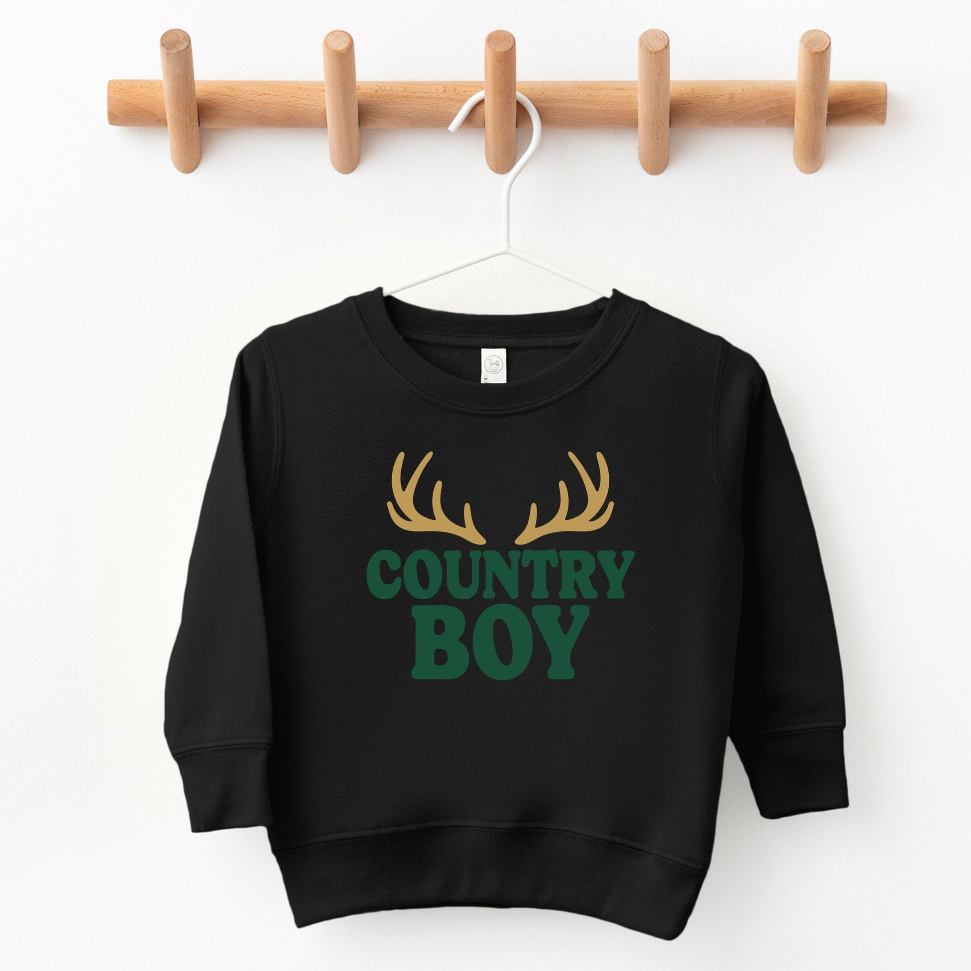 Country Boy Antlers Puff Print - Toddler Graphic Sweatshirt