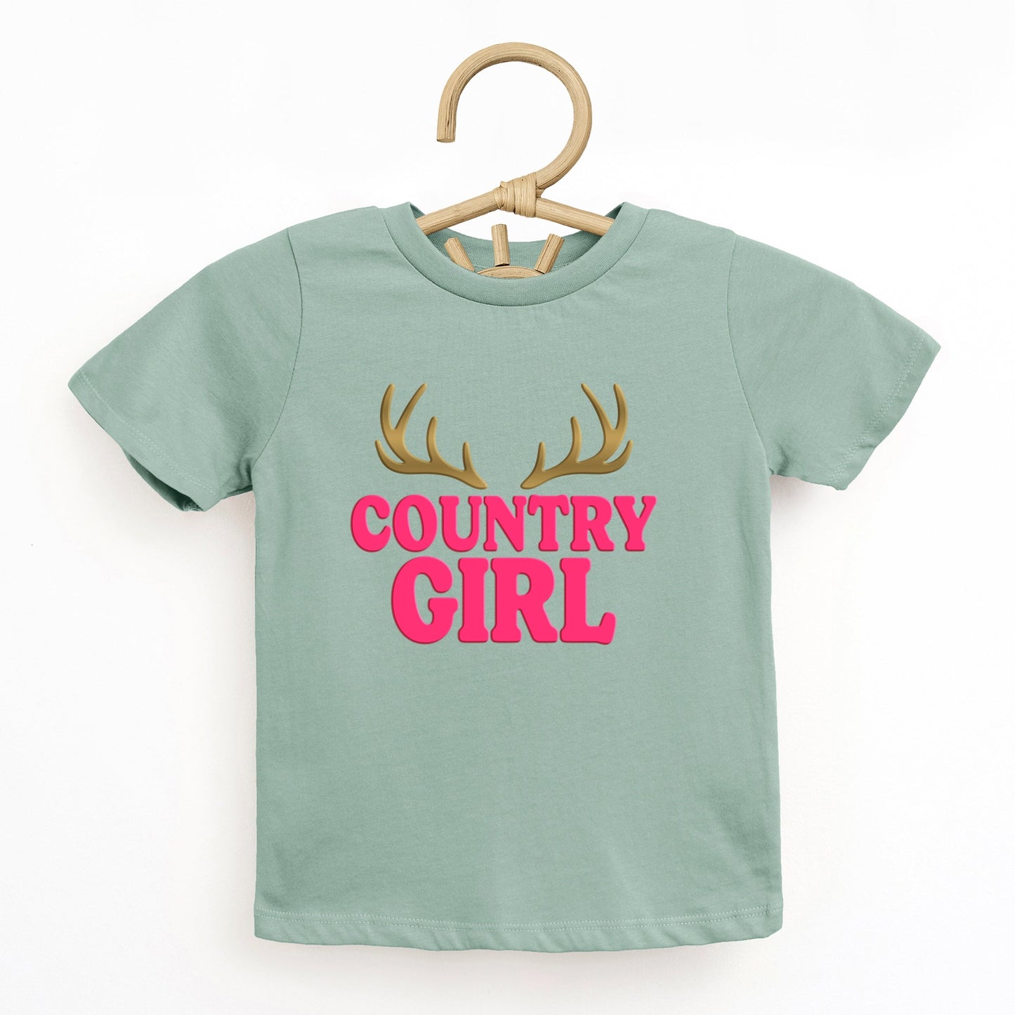 Country Girl Antlers Puff Print  - Toddler Short Sleeve Graphic T-Shirt