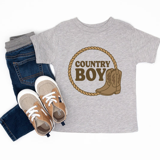 Country Boy Rope and Boots - Toddler Short Sleeve Graphic T-Shirt