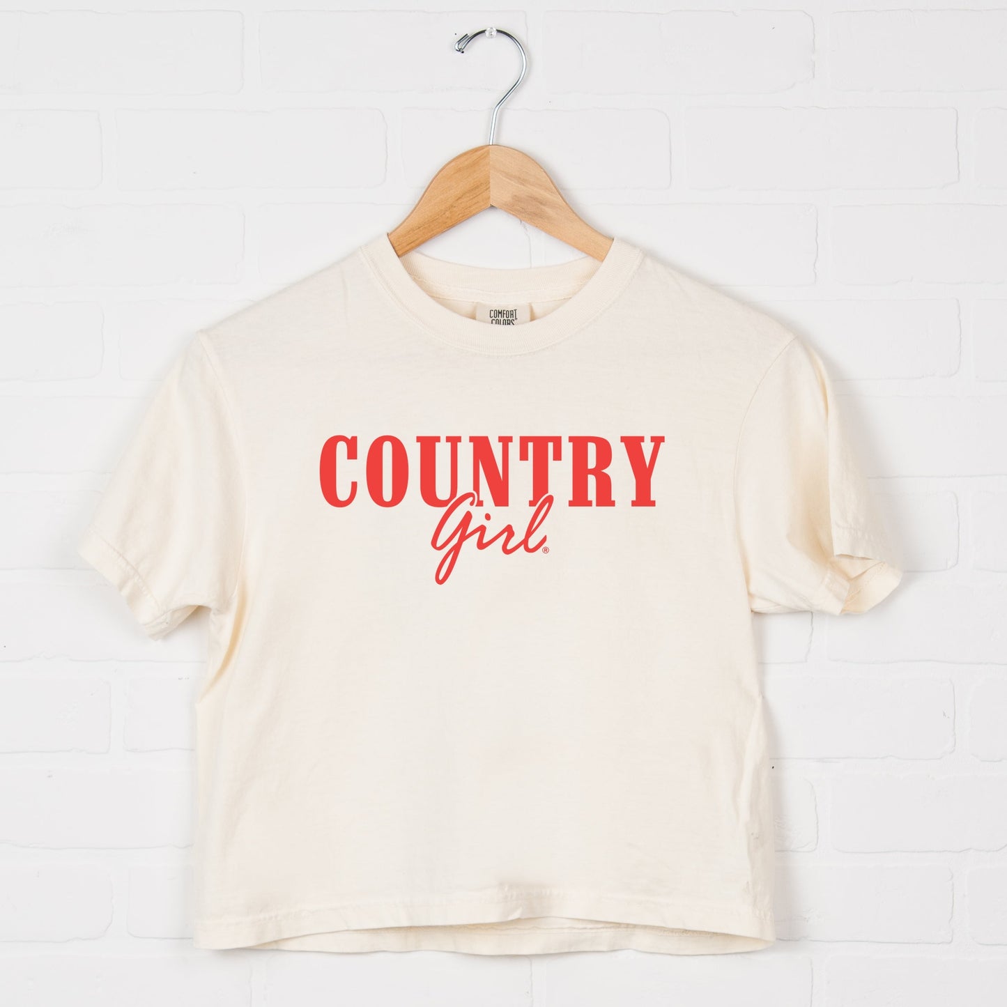 Country Girl Puff Print - Womens Boxy Crop Top Graphic T-Shirt
