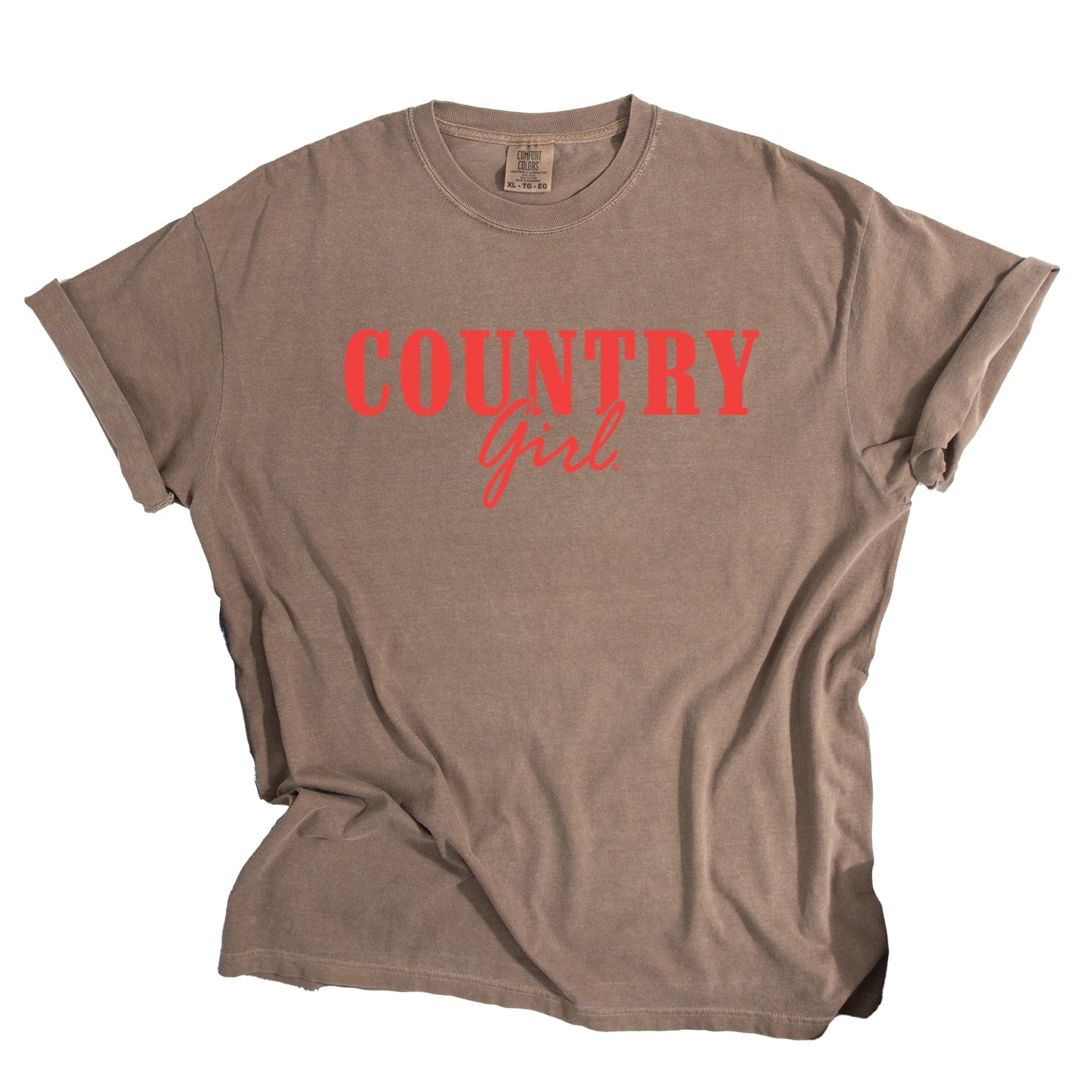 Country Girl Puff Print - Womens Garment Dyed Graphic T-Shirt