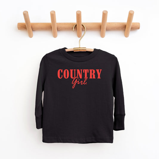 Country Girl Puff Print - Youth Long Sleeve Graphic T-Shirt