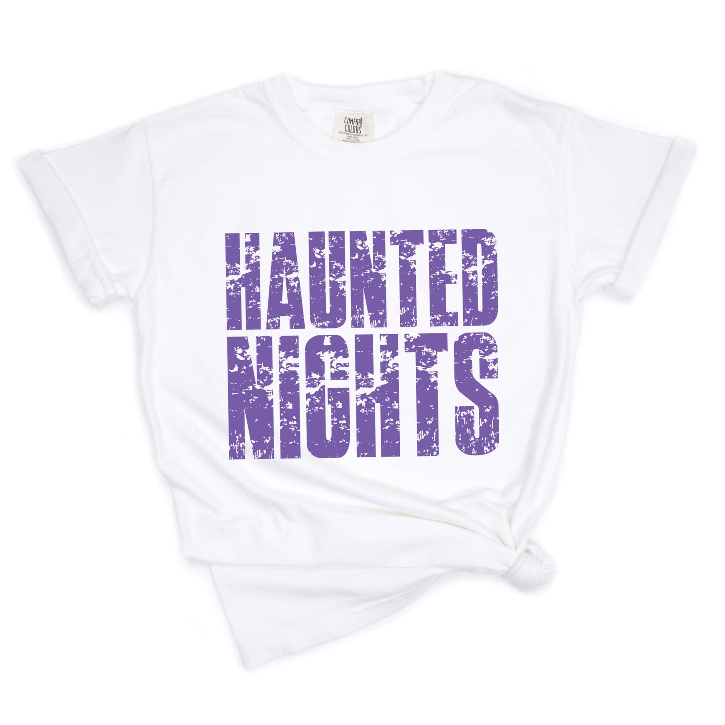 Haunted Nights Block Distressed - Women's Garment Dyed Graphic T-Shirt