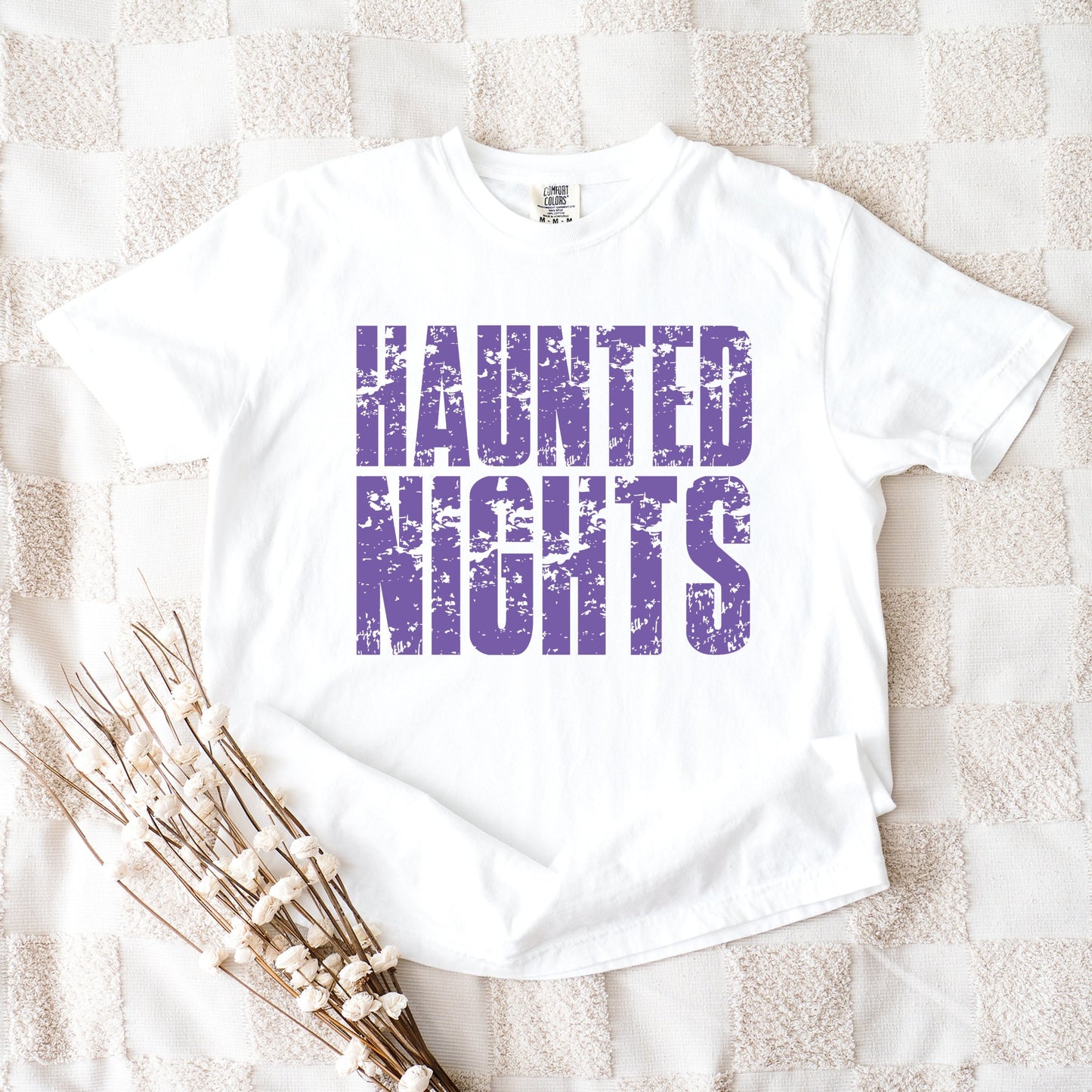 Haunted Nights Block Distressed - Women's Garment Dyed Graphic T-Shirt