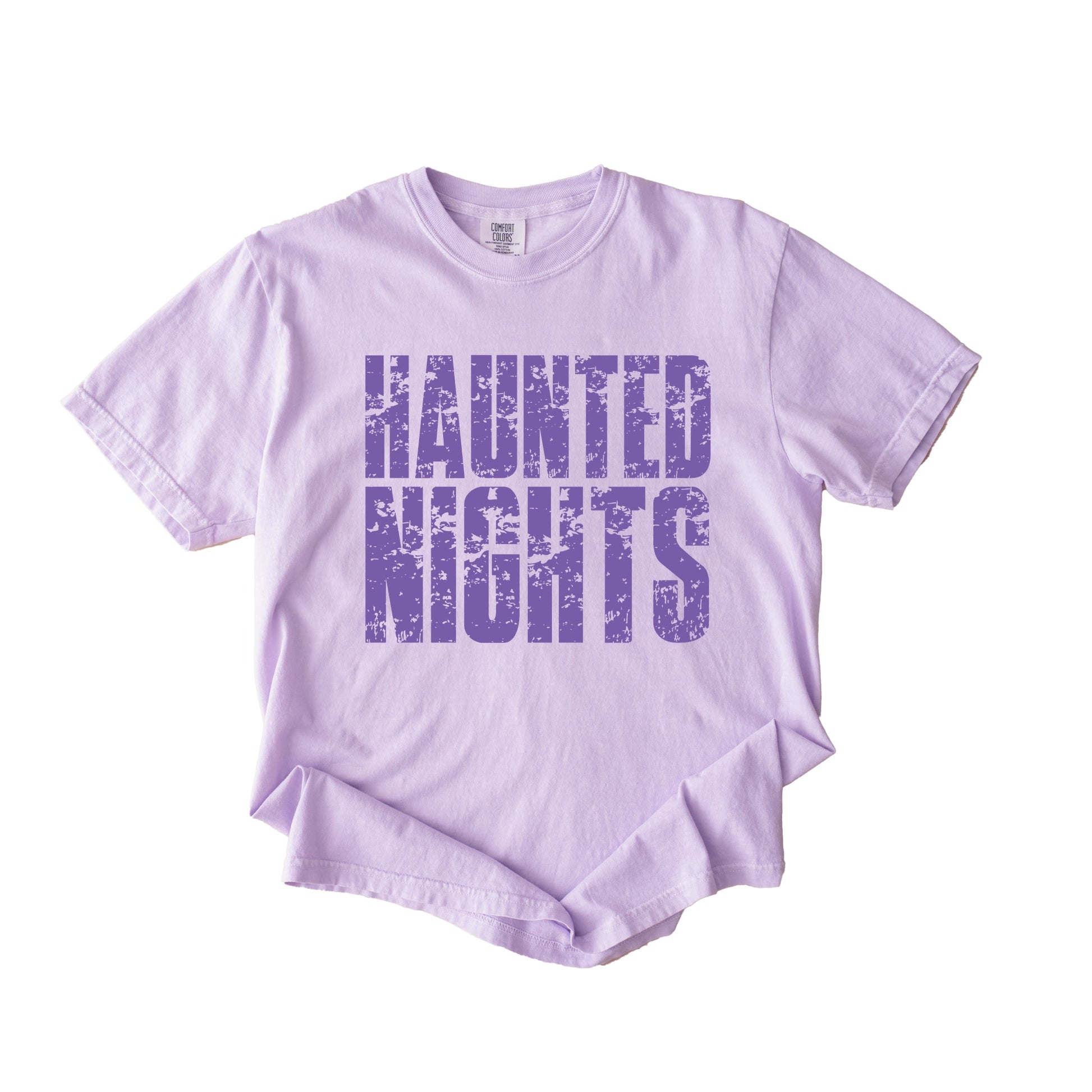 Haunted Nights Block Distressed - Women's Garment Dyed Graphic T-Shirt