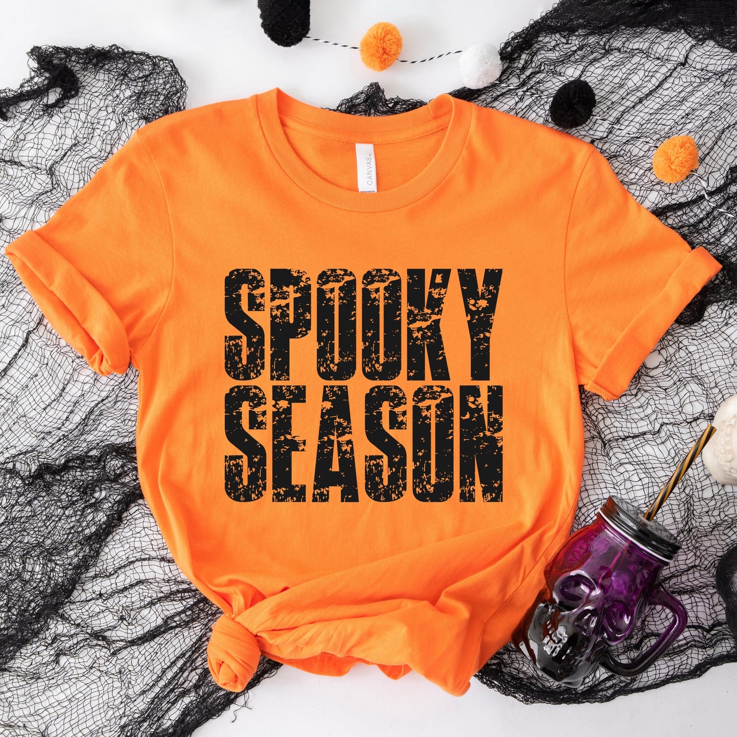 Spooky Season Block Distressed - Women's Short Sleeve Graphic T-Shirt