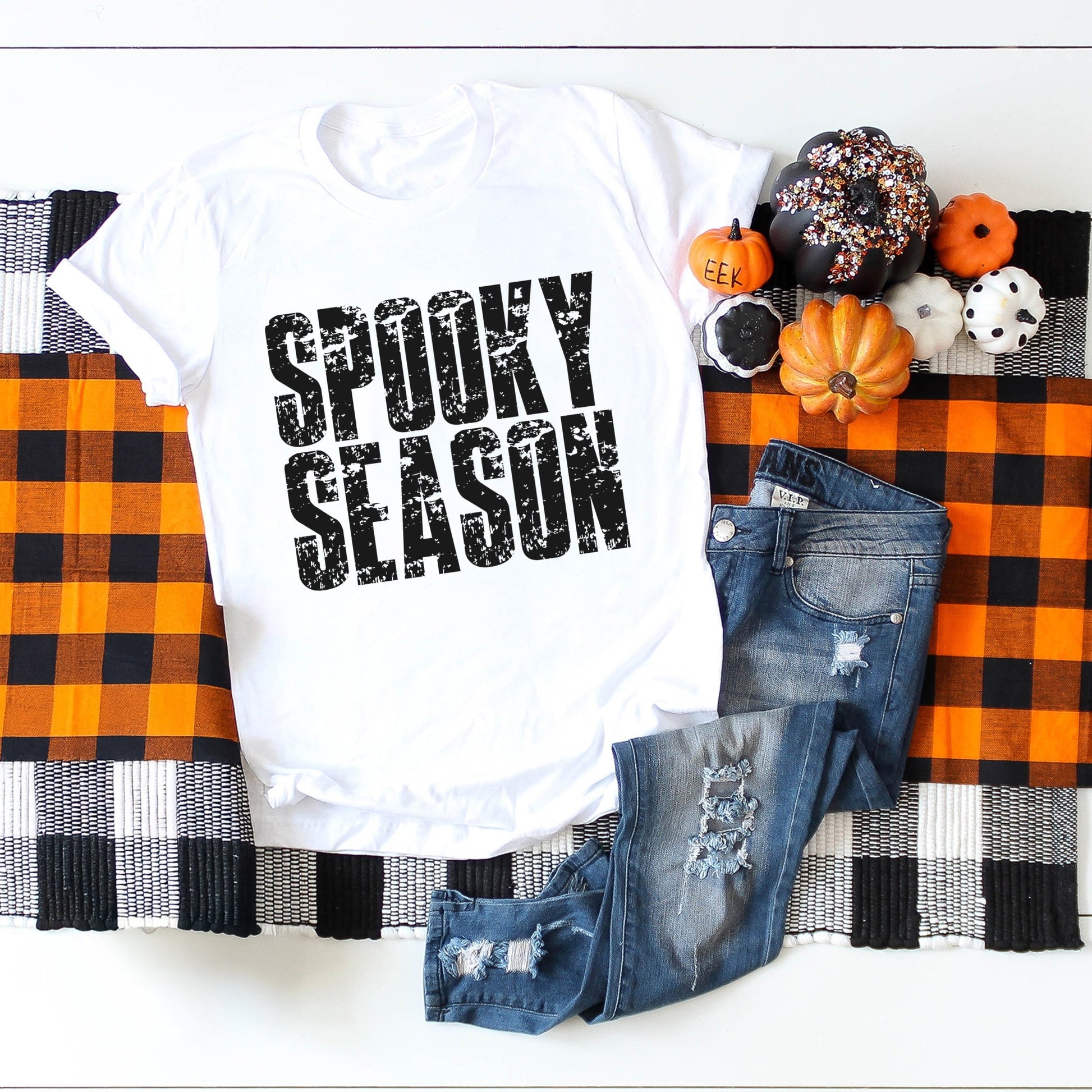 Spooky Season Block Distressed - Women's Short Sleeve Graphic T-Shirt