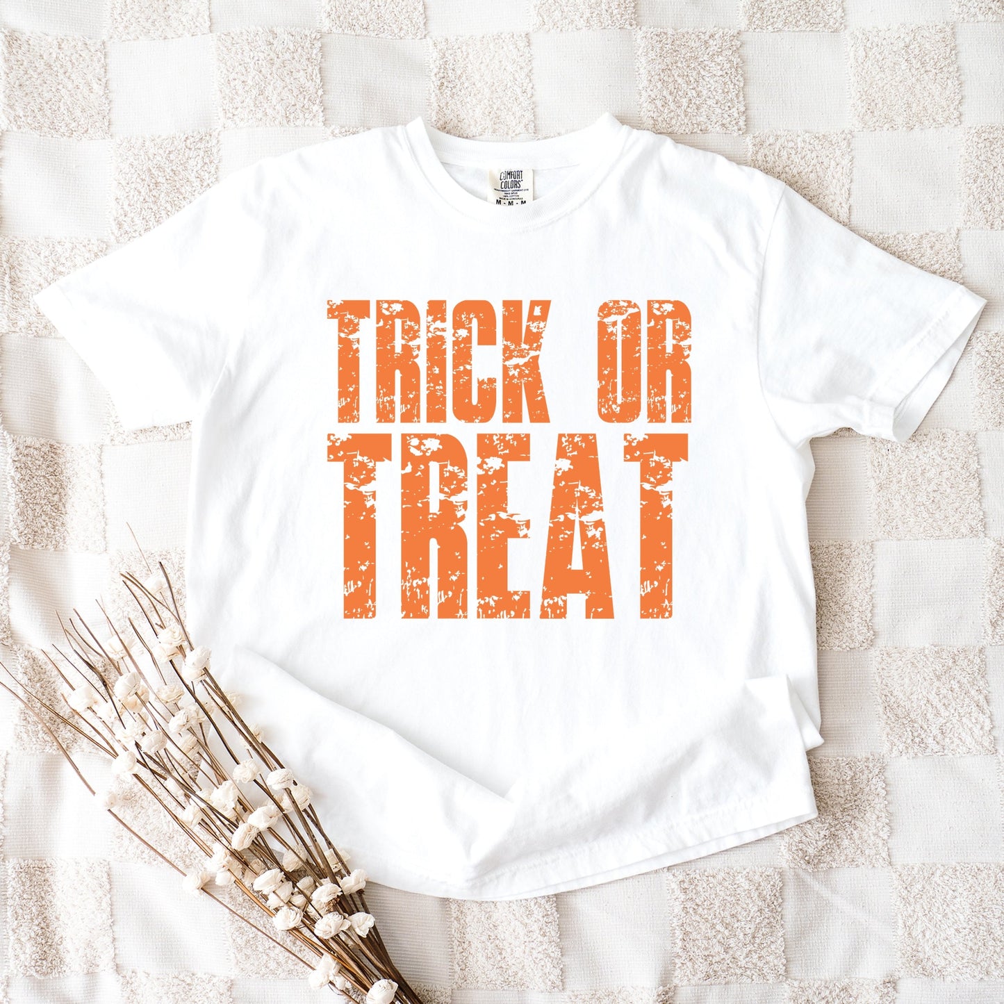 Trick or Treat Block Distressed - Women's Garment Dyed Graphic T-Shirt