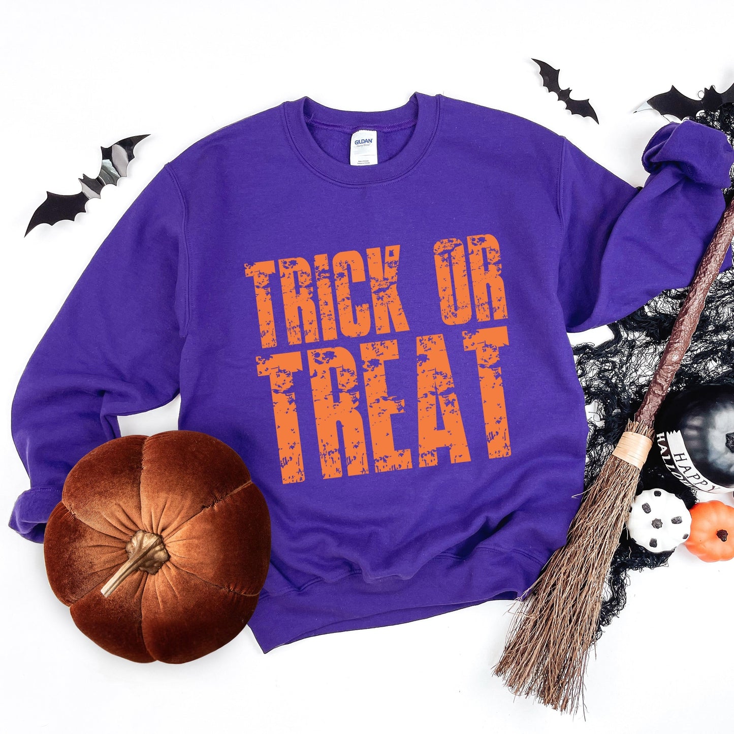 Trick or Treat Block Distressed - Women's Graphic Sweatshirt