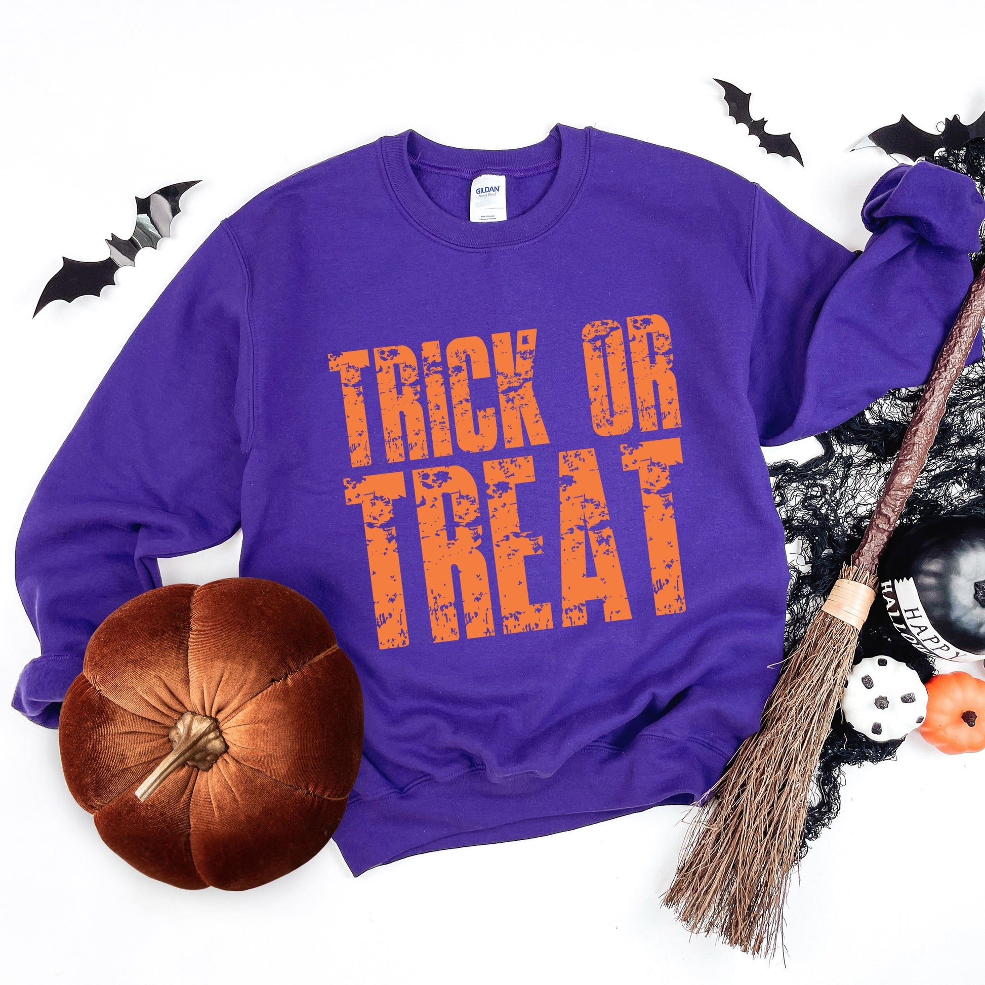 Trick or Treat Block Distressed - Women's Graphic Sweatshirt
