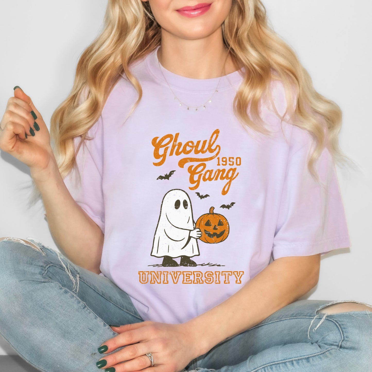 Ghoul Gang University 1950 - Women's Garment Dyed Graphic T-Shirt