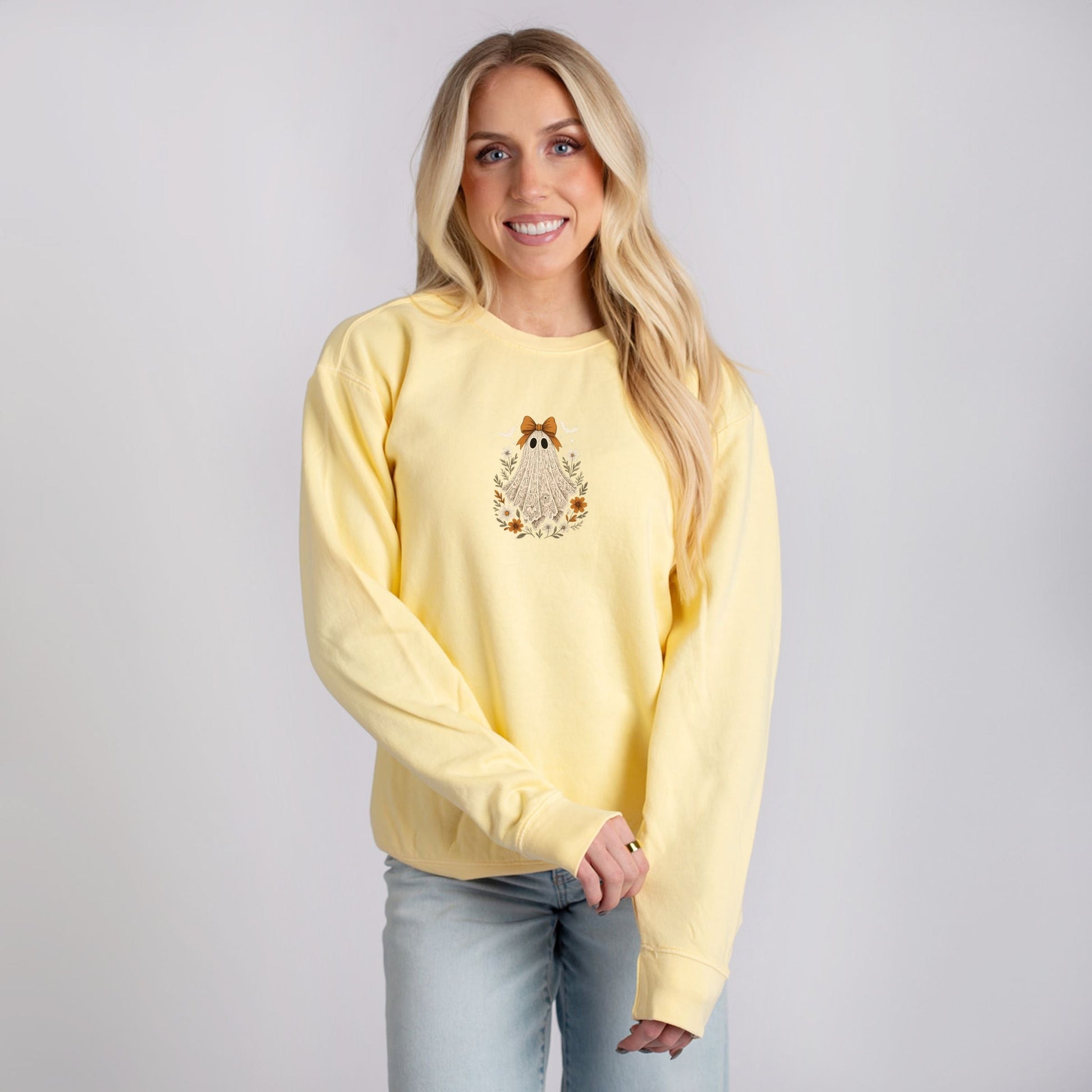 Coquette Lace Ghost  - Women's Lightweight Garment Dyed Sweatshirt