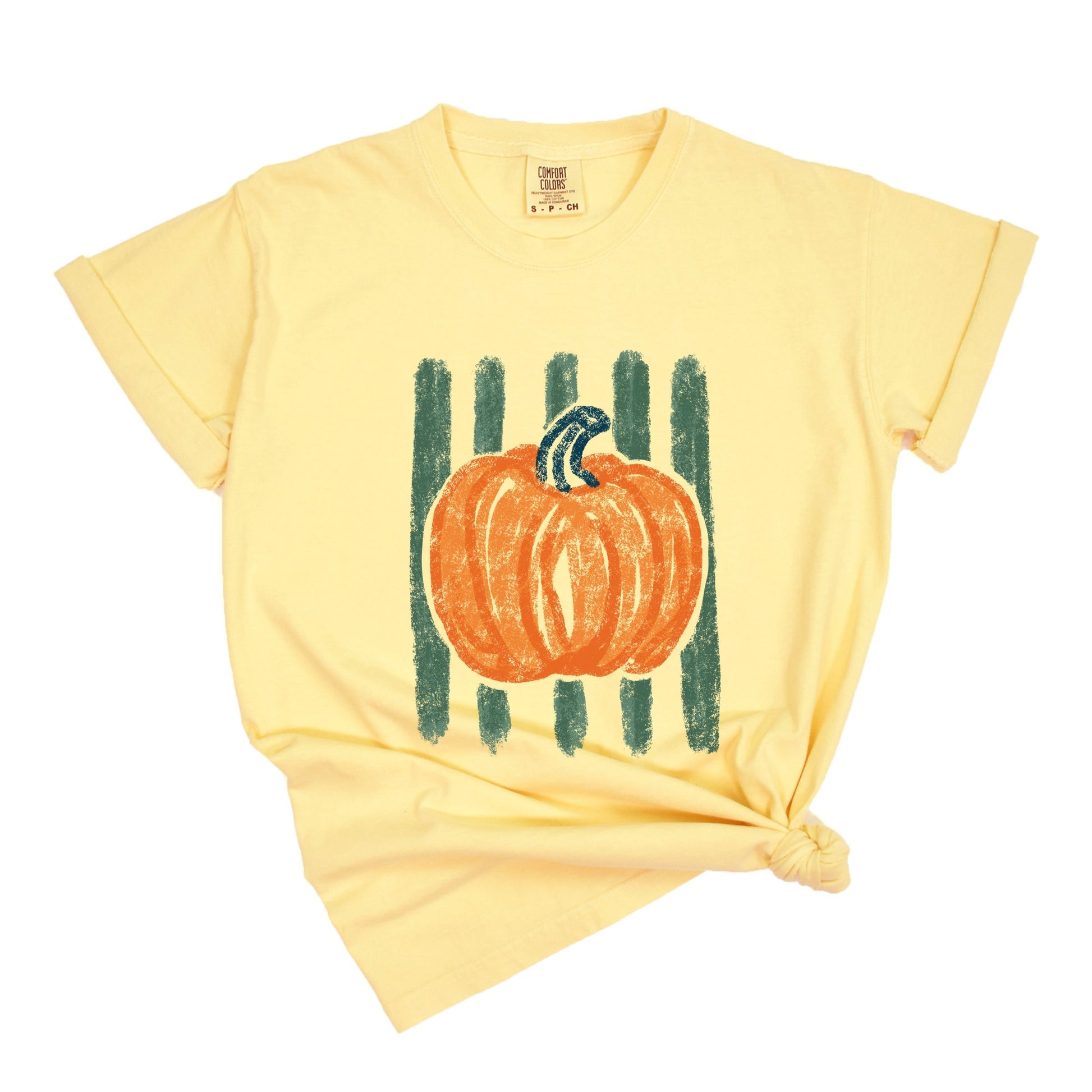Pumpkin Stripes Distressed - Women's Garment Dyed Graphic T-Shirt