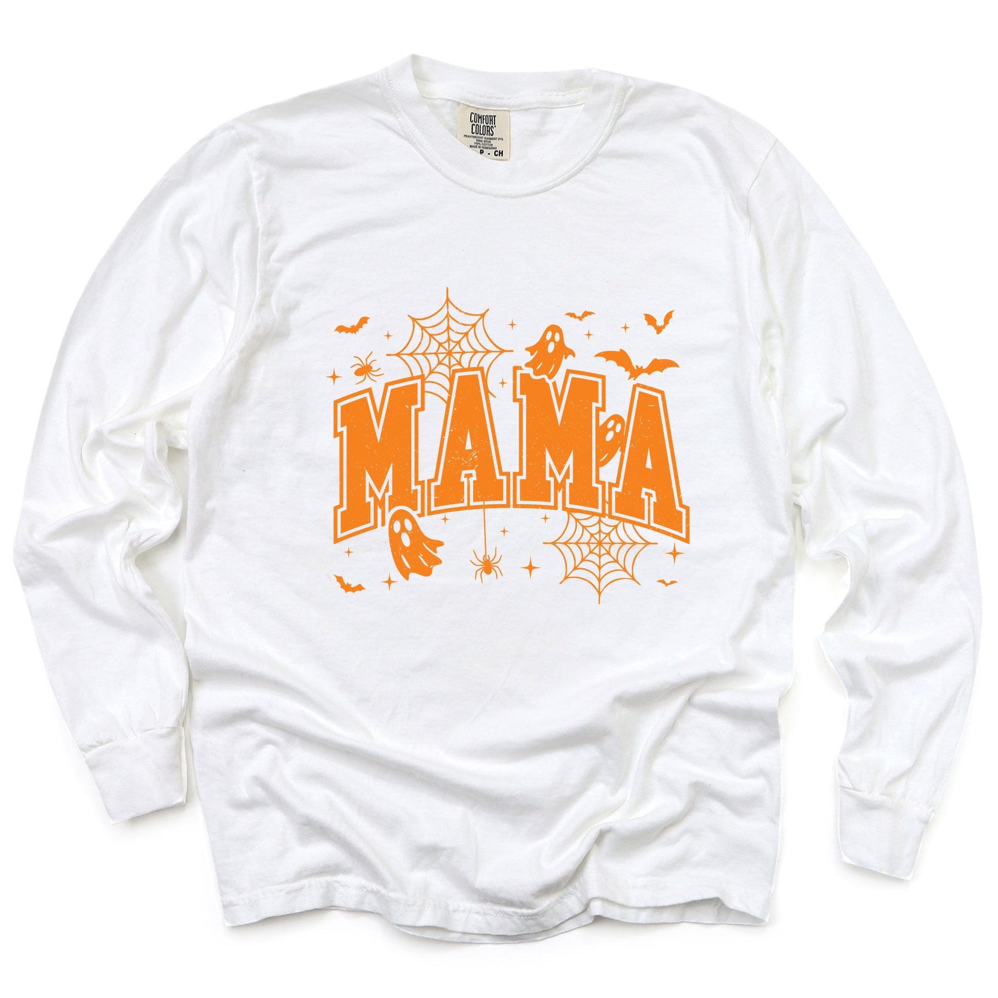 Mama Halloween Varsity - Women's Garment Dyed Long Sleeve Graphic T-Shirt