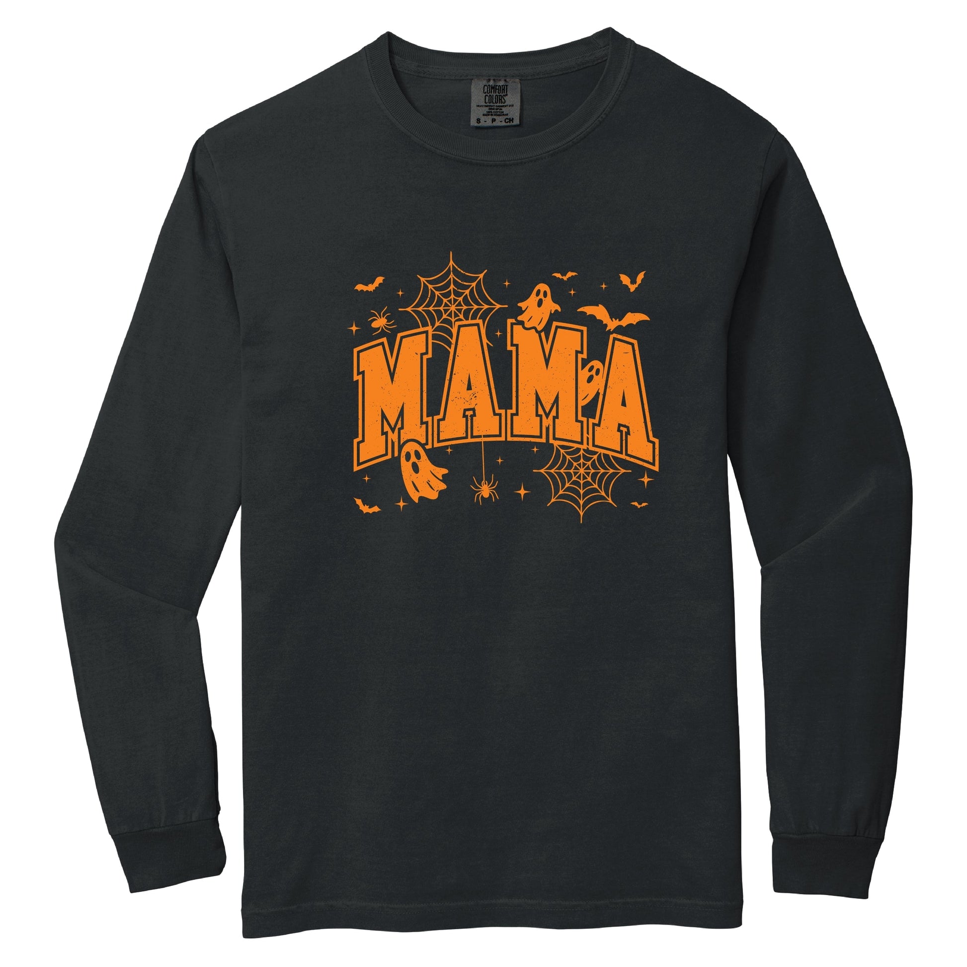 Mama Halloween Varsity - Women's Garment Dyed Long Sleeve Graphic T-Shirt