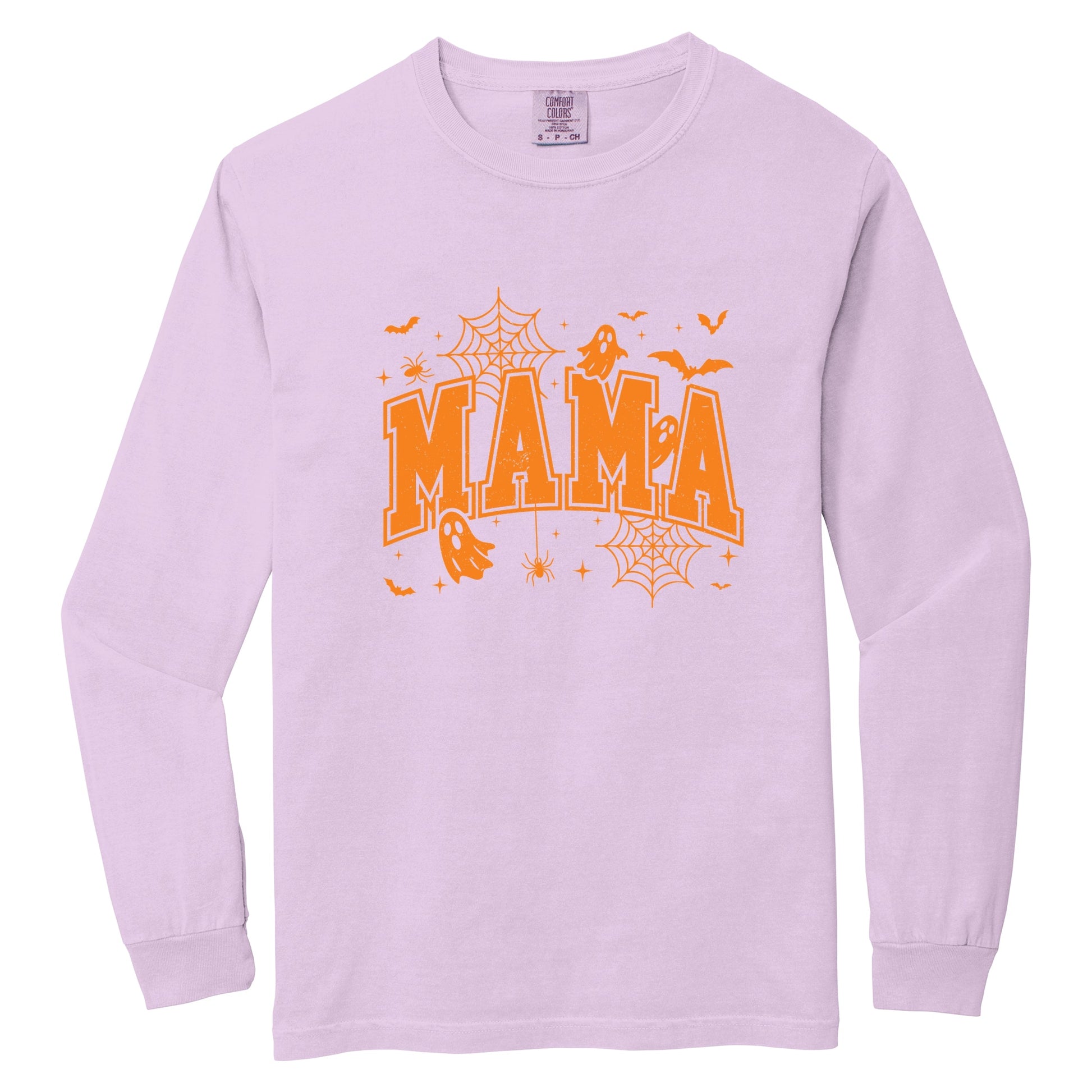 Mama Halloween Varsity - Women's Garment Dyed Long Sleeve Graphic T-Shirt