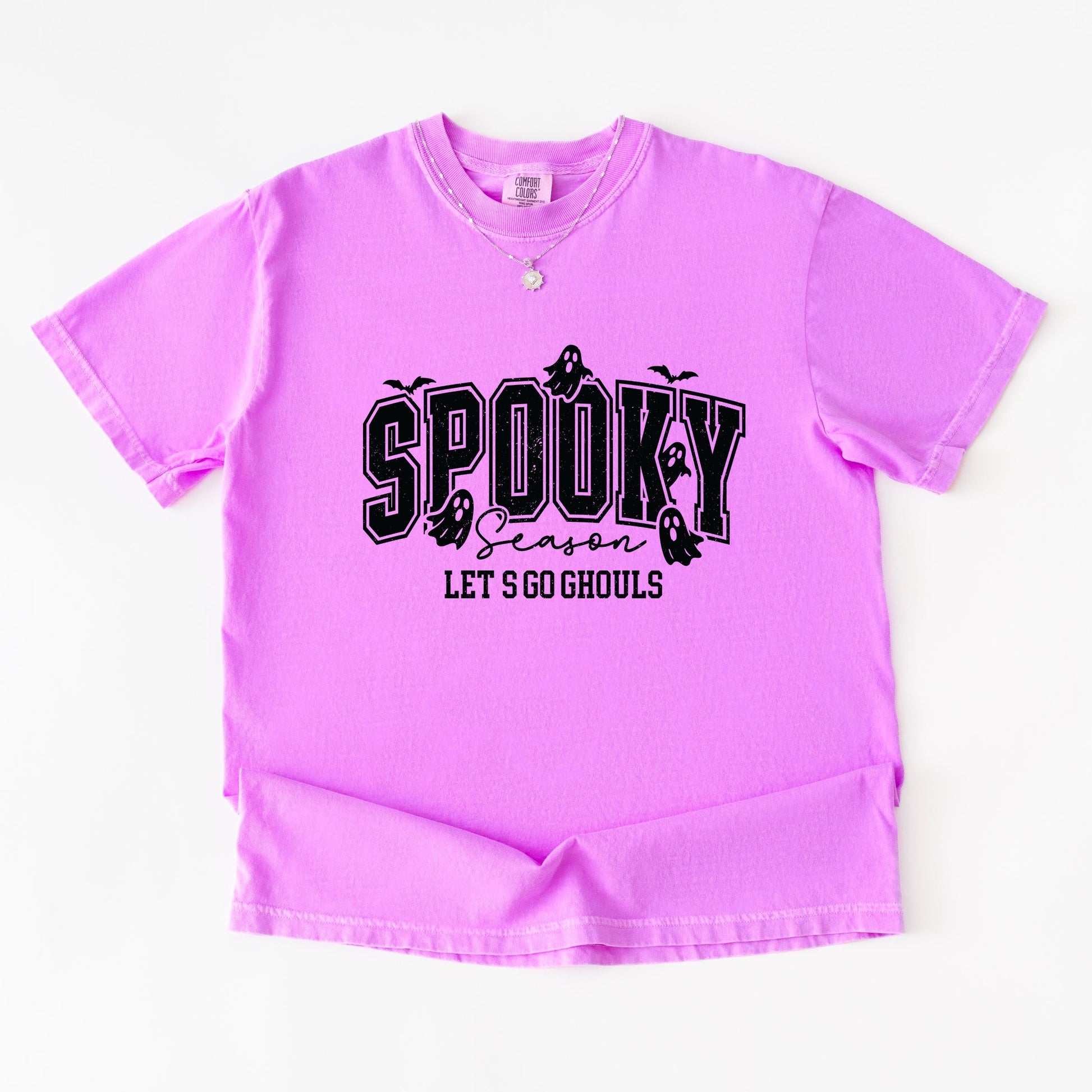 Let's Go Ghouls Varsity - Women's Garment Dyed Graphic T-Shirt