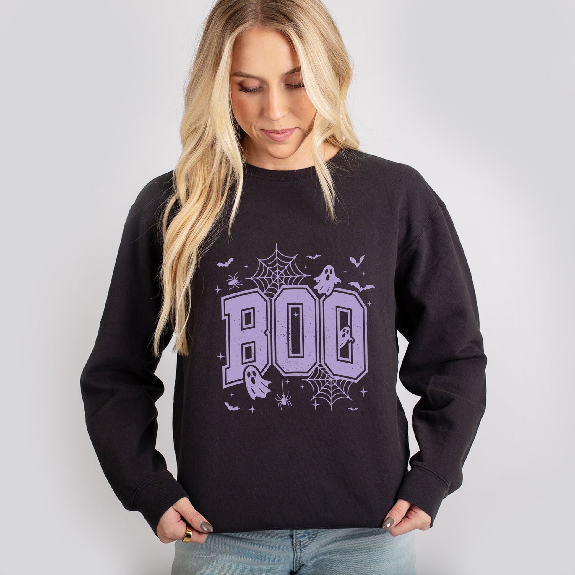 Boo Varsity Ghosts - Women's Lightweight Garment Dyed Sweatshirt