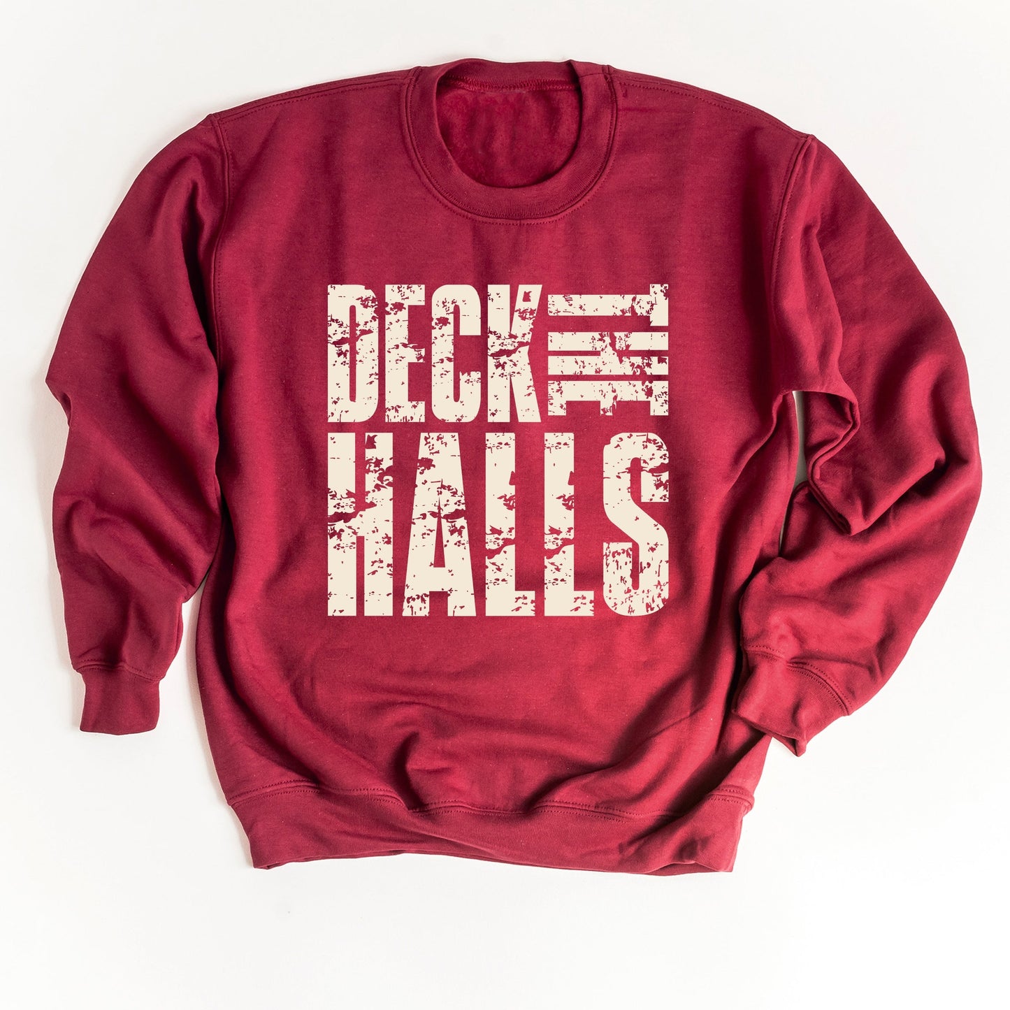 Deck the Halls Block Distressed - Women's Graphic Sweatshirt