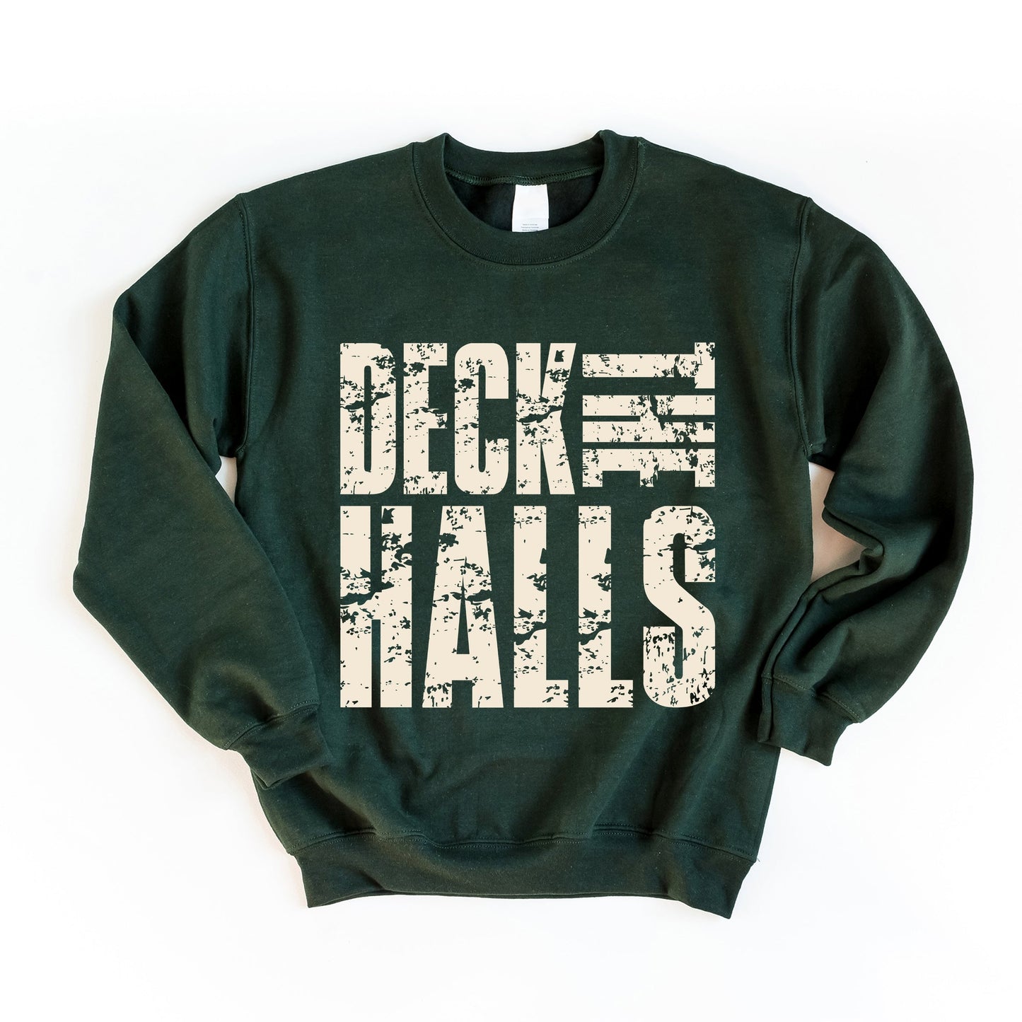Deck the Halls Block Distressed - Women's Graphic Sweatshirt