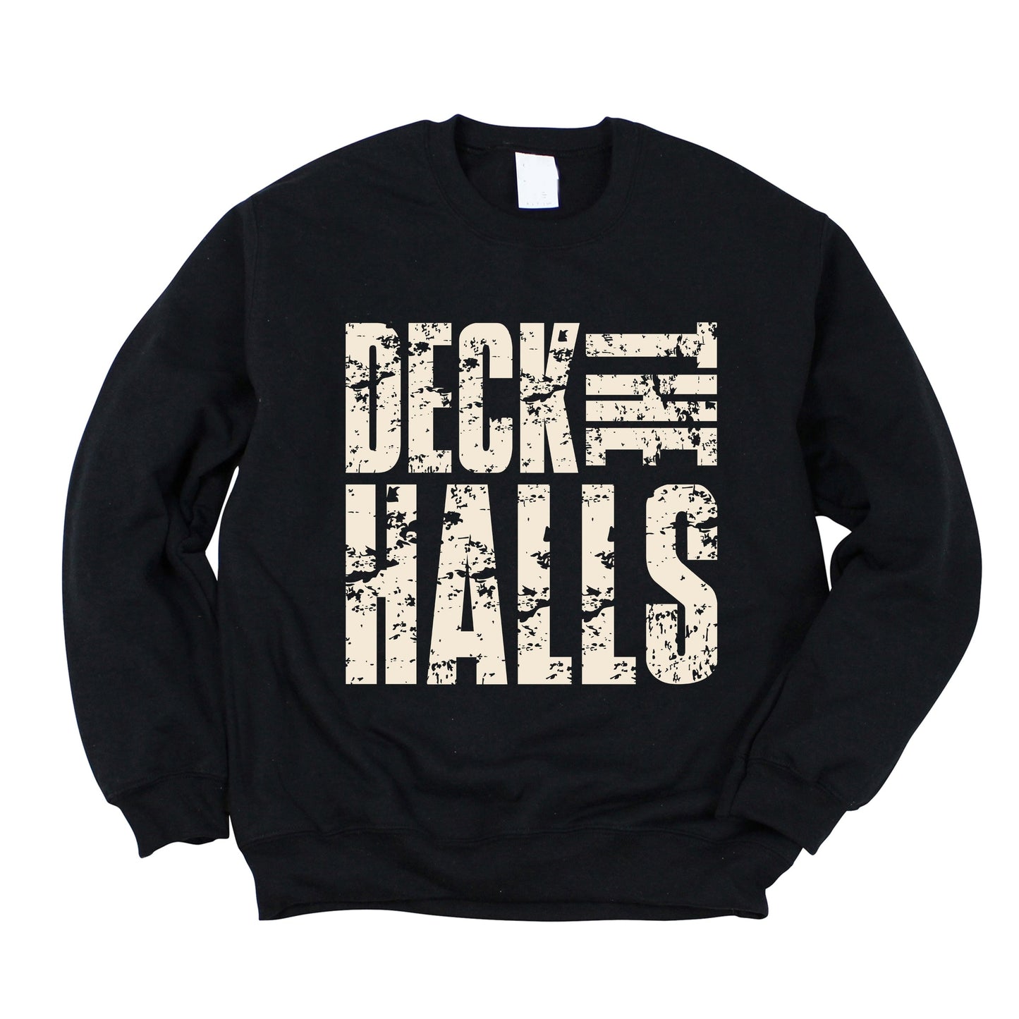 Deck the Halls Block Distressed - Women's Graphic Sweatshirt