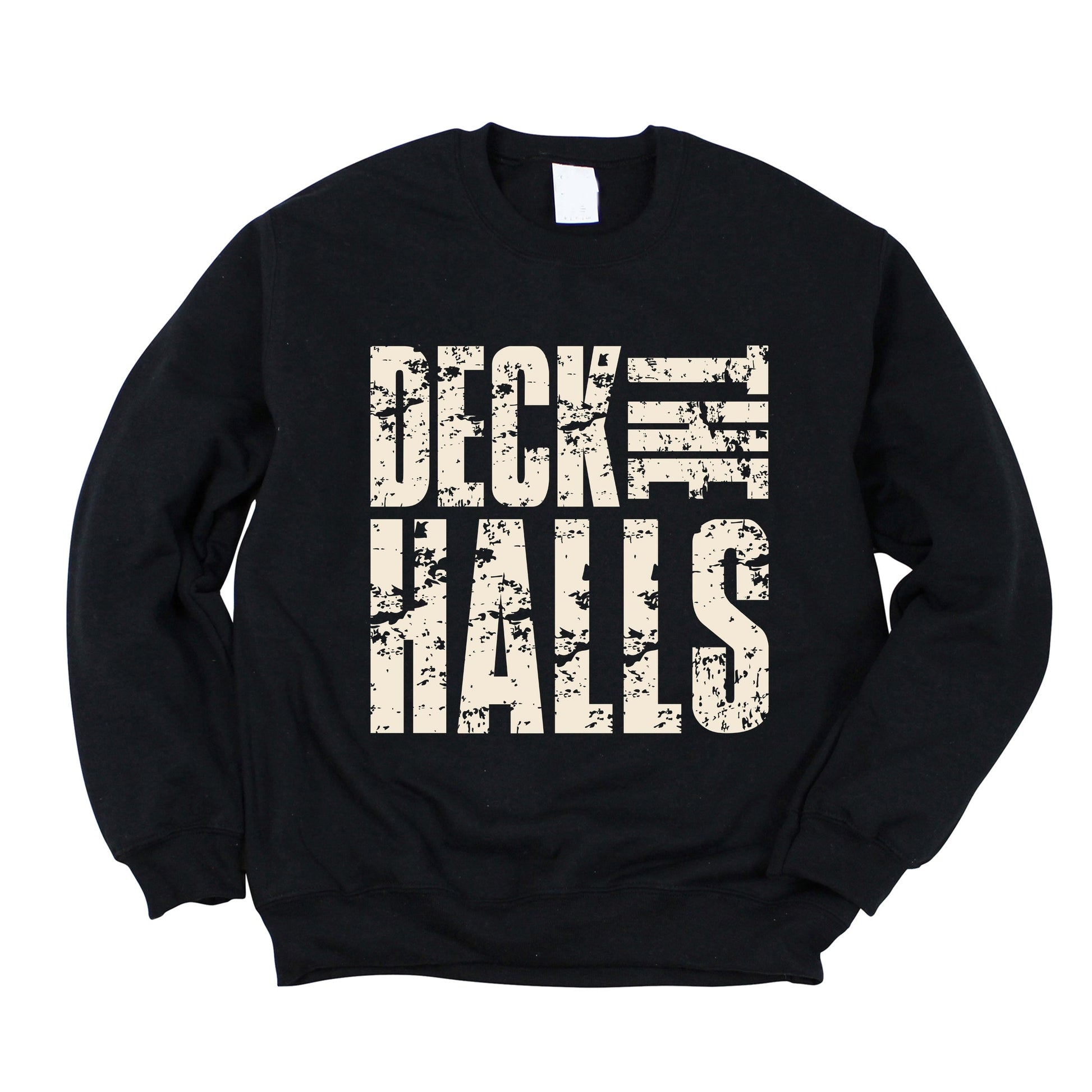 Deck the Halls Block Distressed - Women's Graphic Sweatshirt