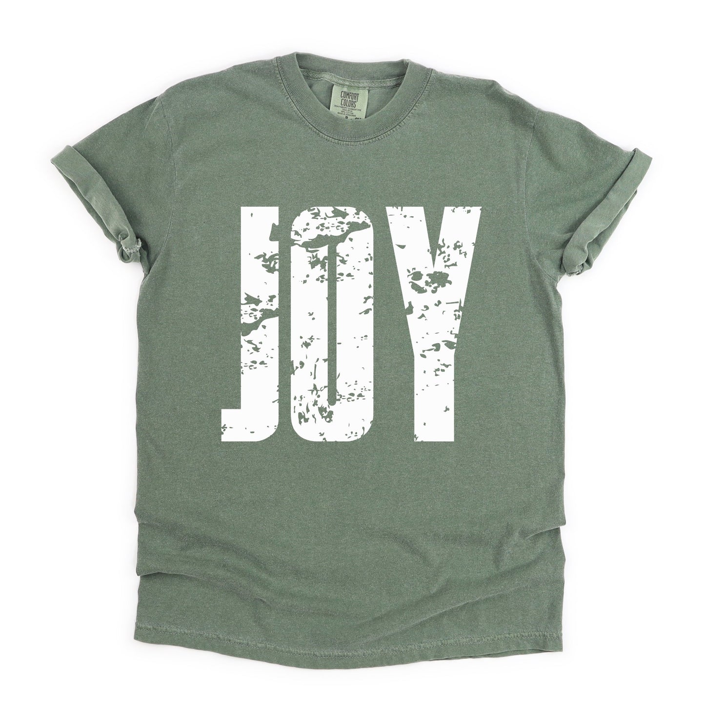Joy Block Distressed - Women's Garment Dyed Graphic T-Shirt