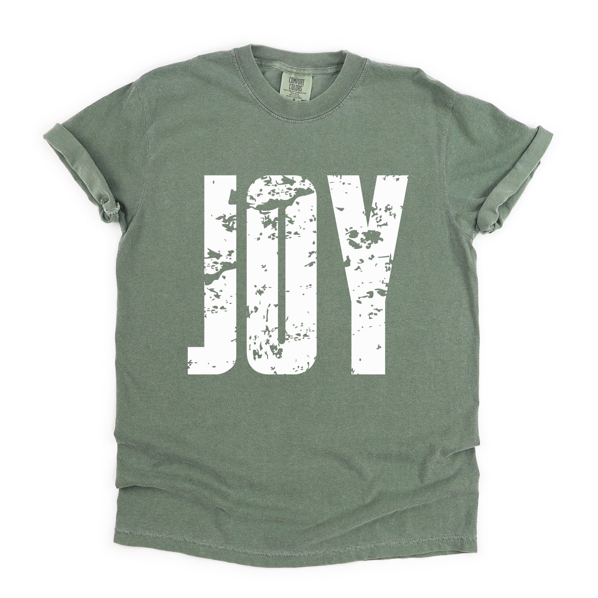 Joy Block Distressed - Women's Garment Dyed Graphic T-Shirt