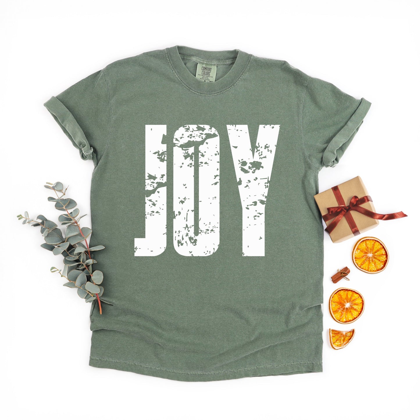 Joy Block Distressed - Women's Garment Dyed Graphic T-Shirt
