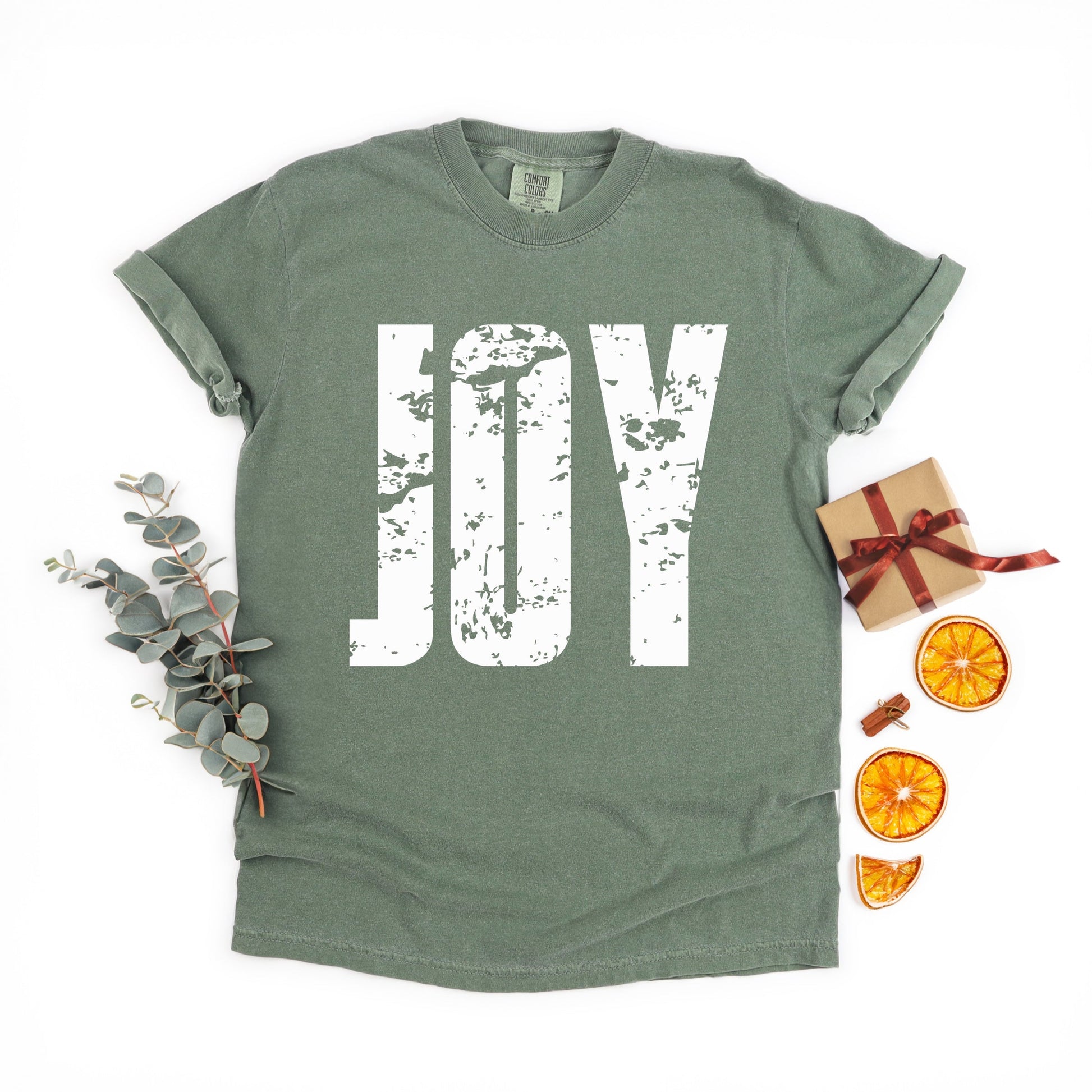 Joy Block Distressed - Women's Garment Dyed Graphic T-Shirt