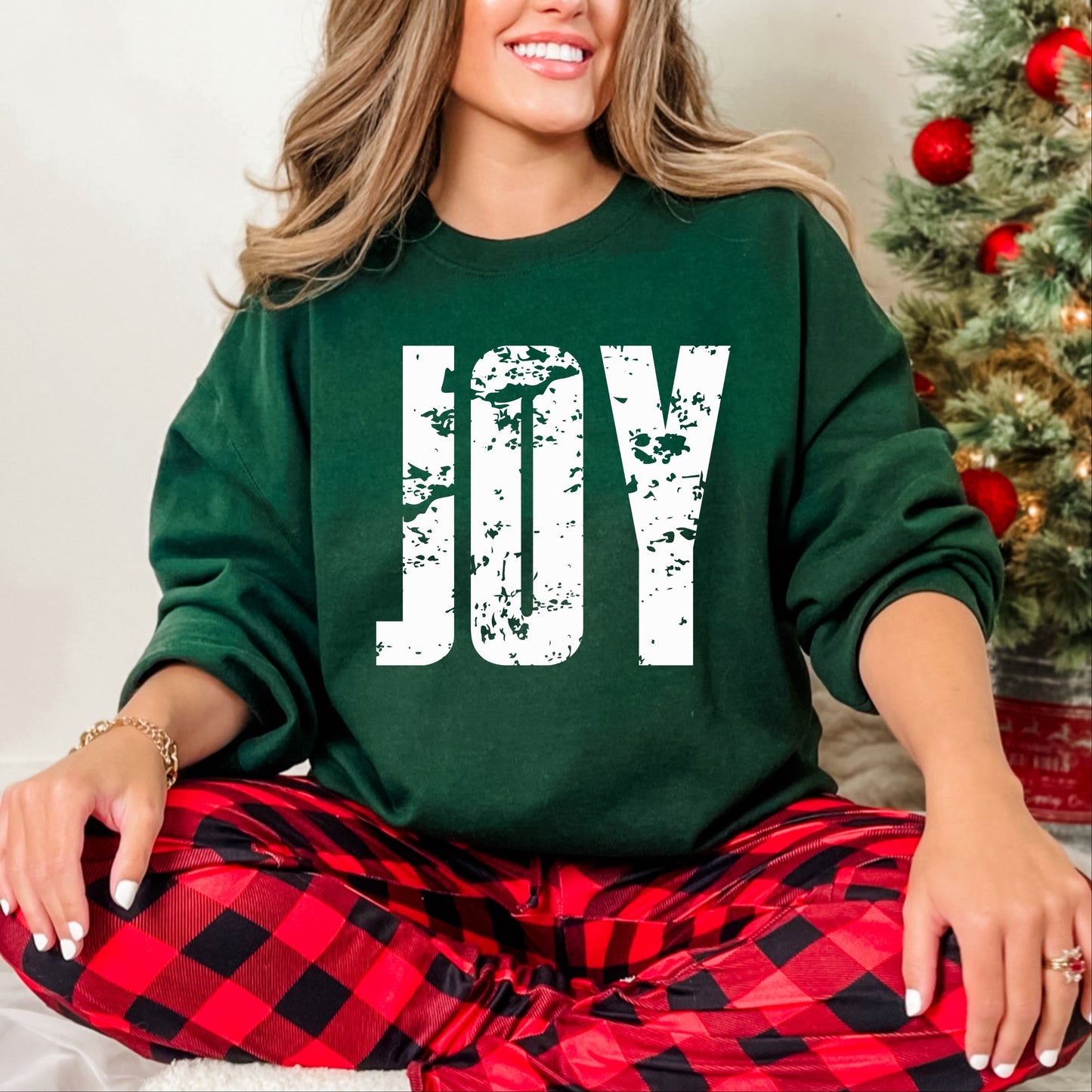 Joy Block Distressed - Women's Graphic Sweatshirt
