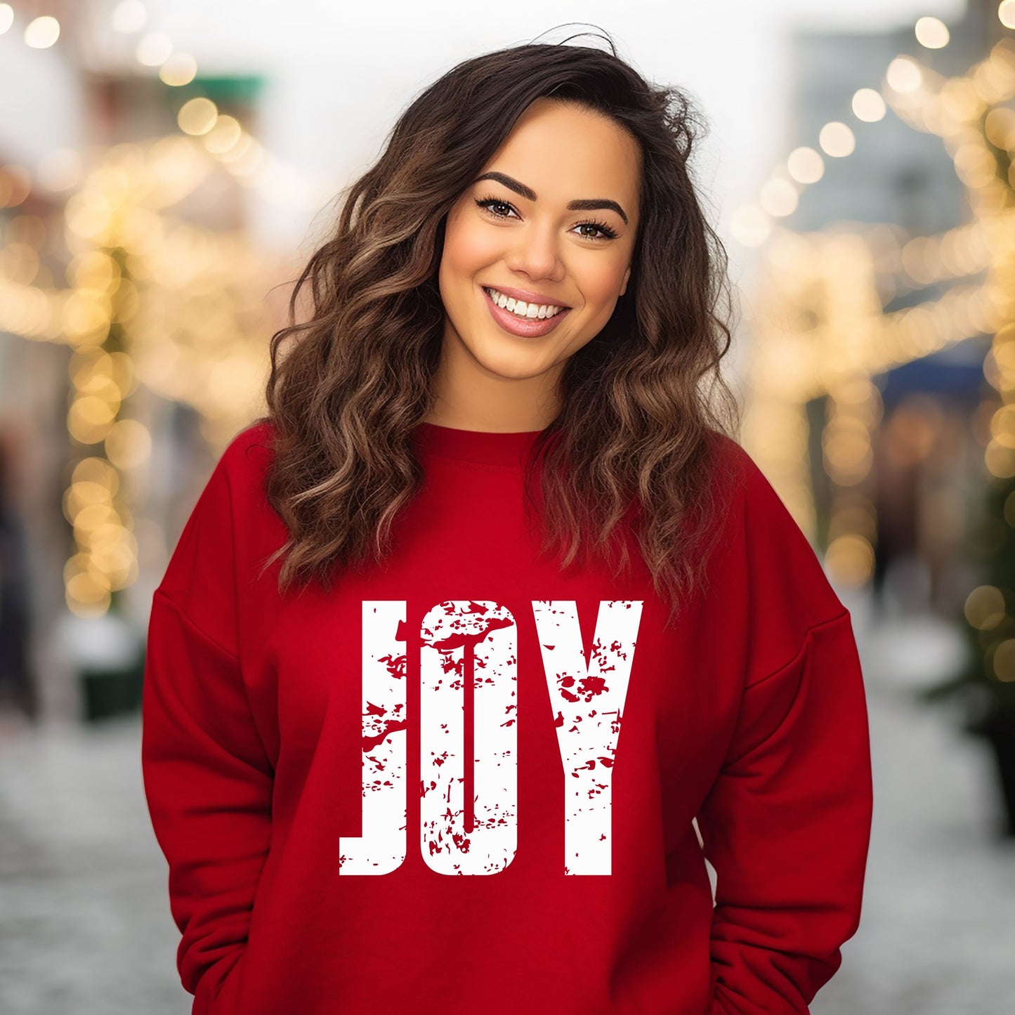 Joy Block Distressed - Women's Graphic Sweatshirt