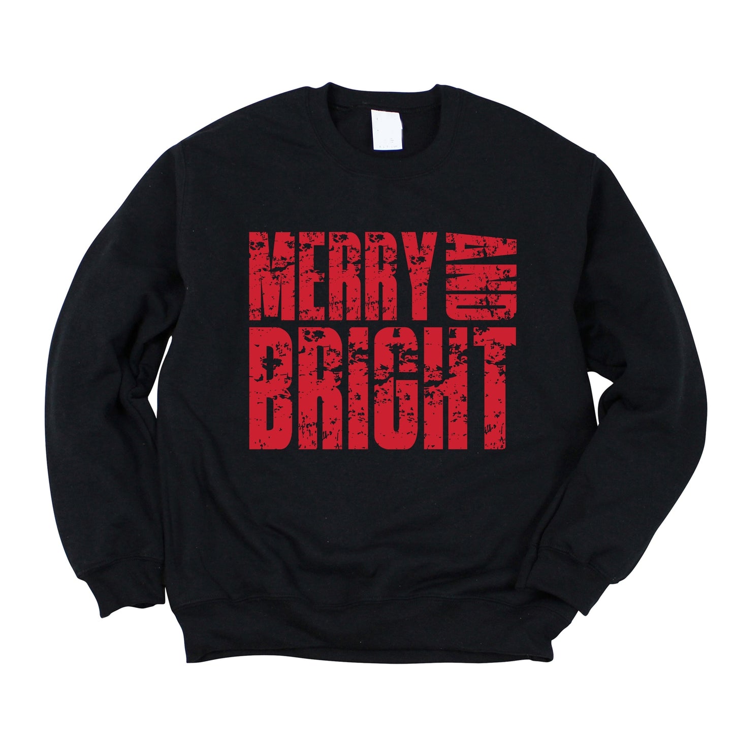 Merry and Bright Block Distressed - Women's Graphic Sweatshirt