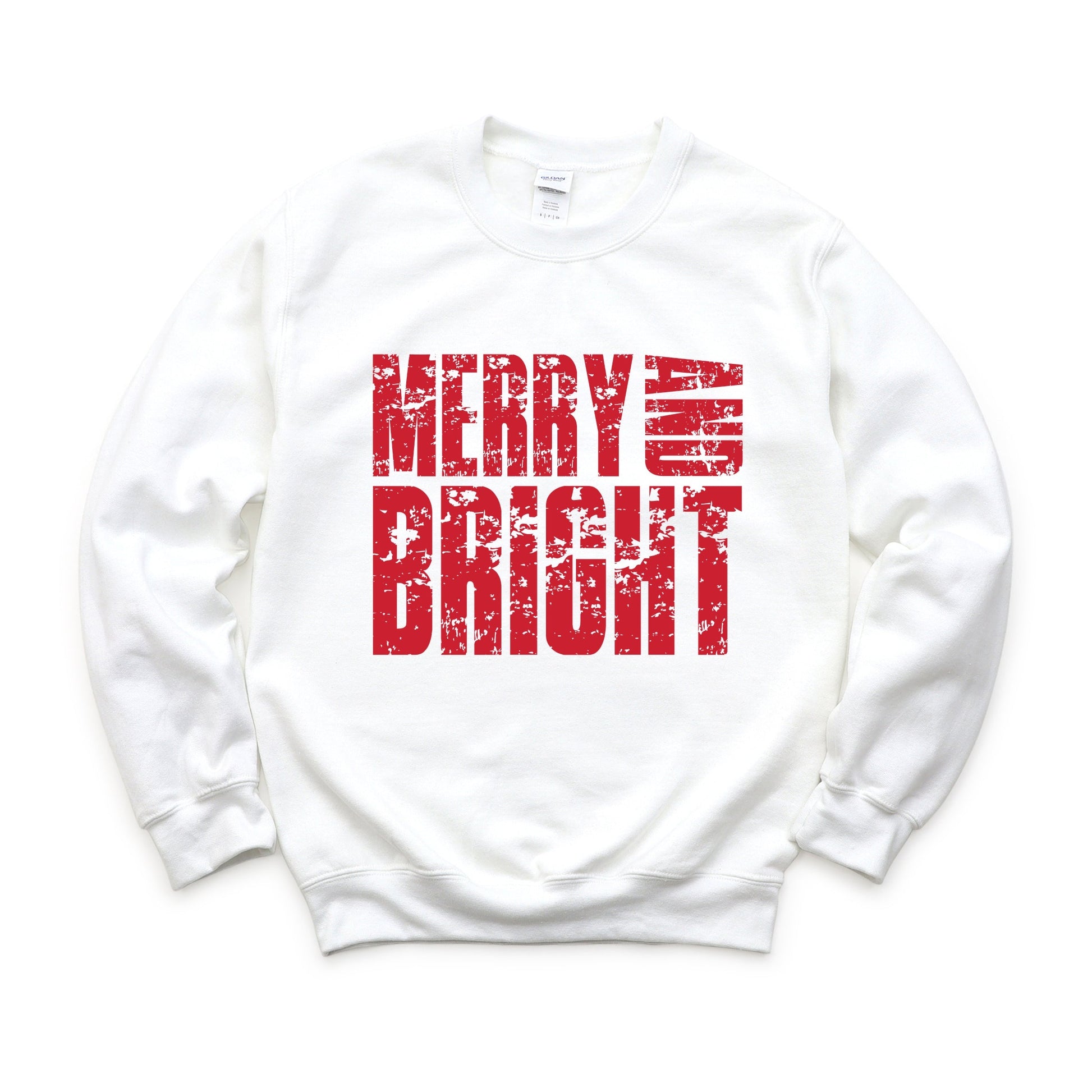 Merry and Bright Block Distressed - Women's Graphic Sweatshirt