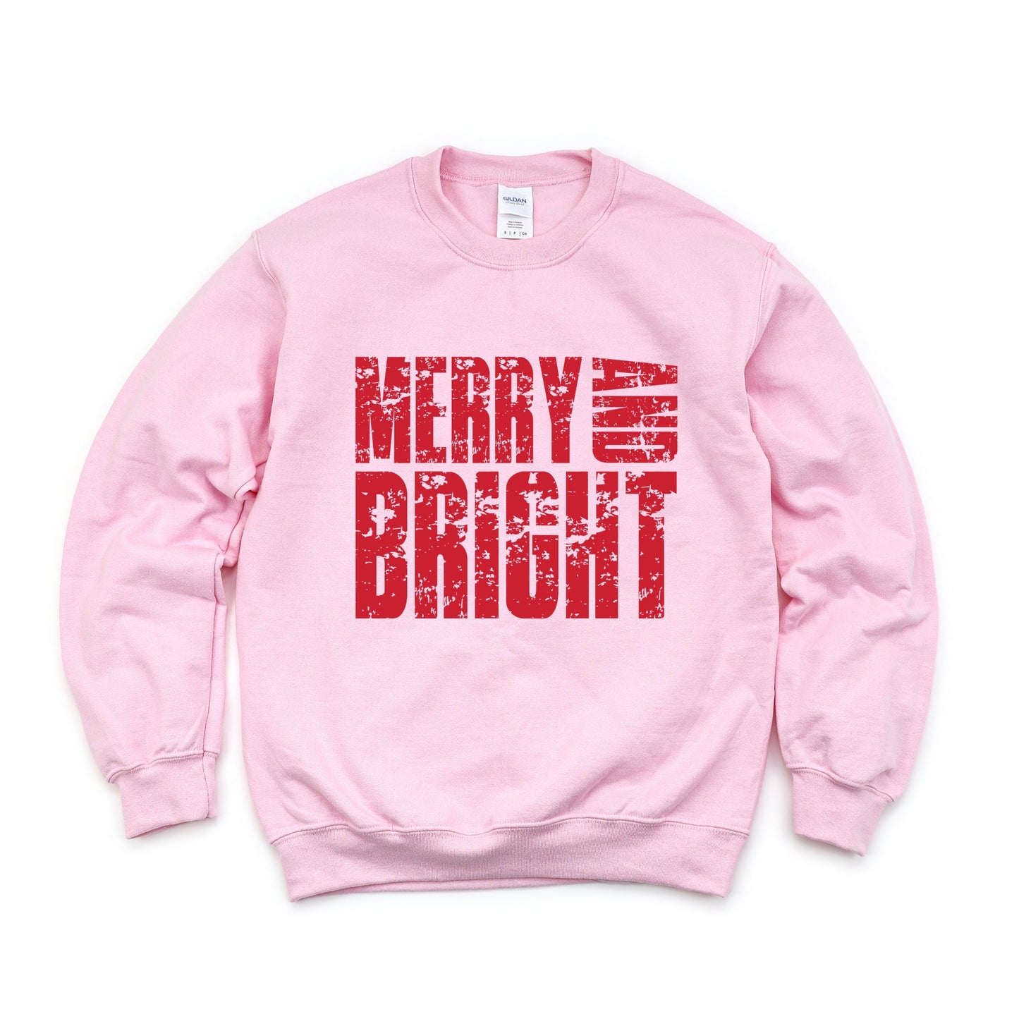 Merry and Bright Block Distressed - Women's Graphic Sweatshirt