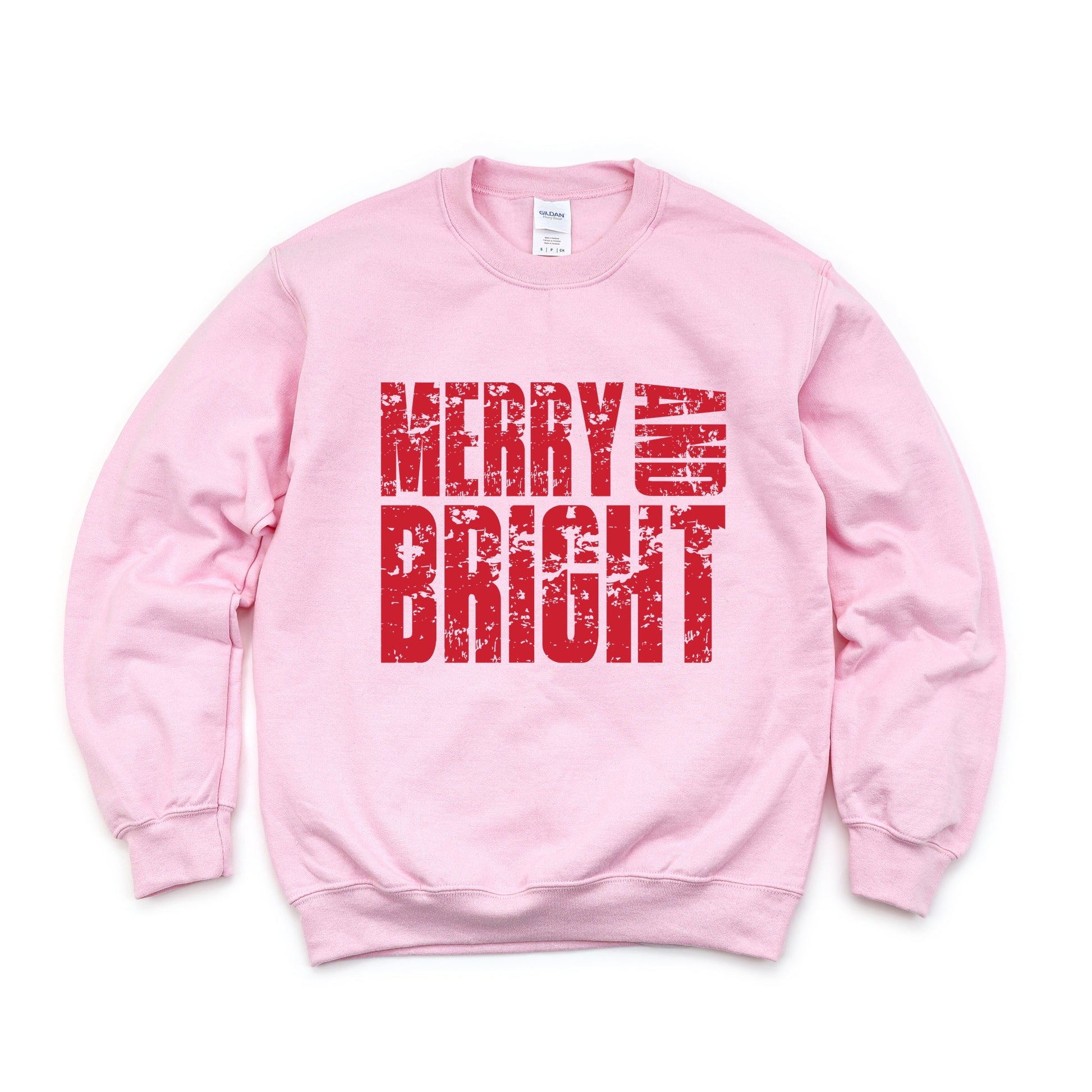 Merry and Bright Block Distressed - Women's Graphic Sweatshirt