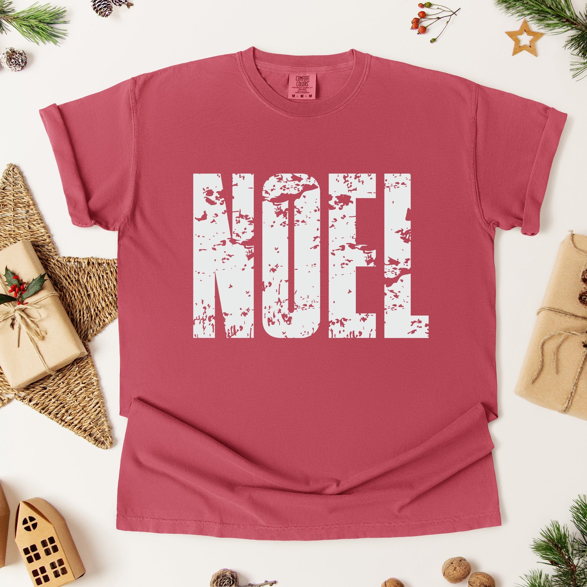 Noel Block Distressed - Women's Garment Dyed Graphic T-Shirt