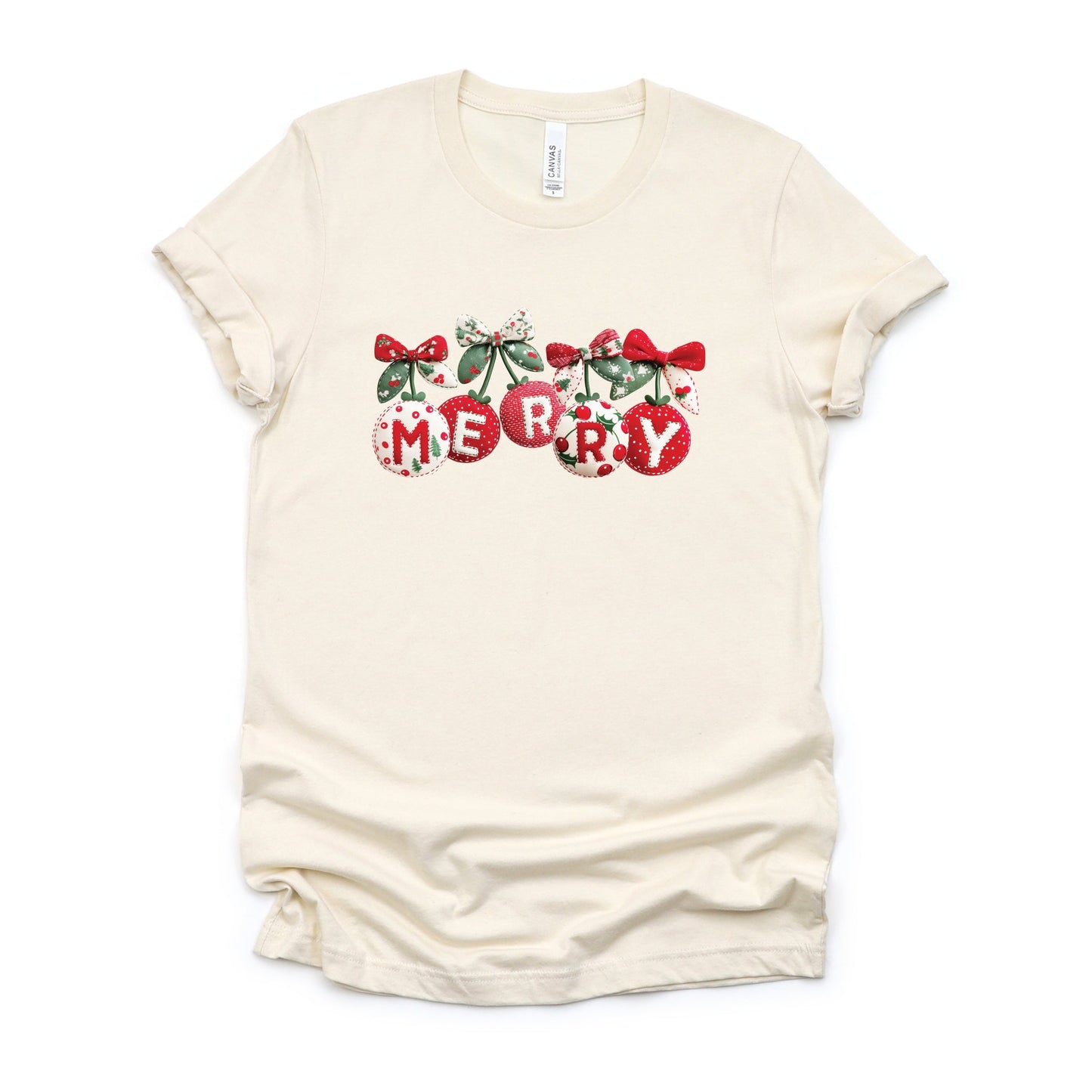 Merry Ornaments Quilted Print - Women's Short Sleeve Graphic T-Shirt