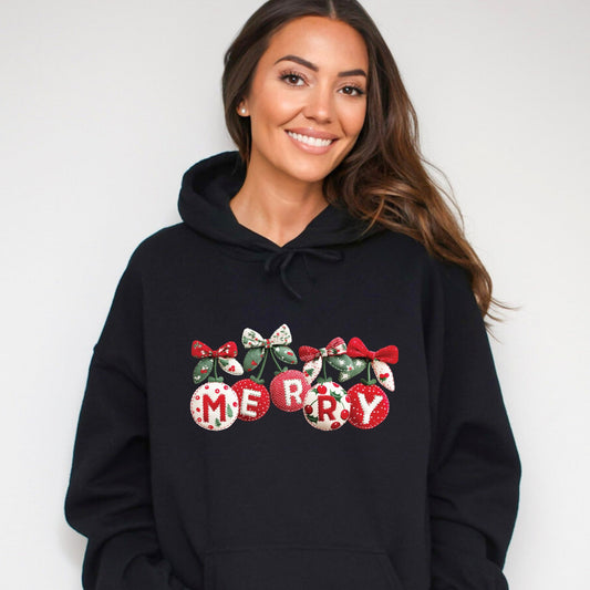 Merry Ornaments Quilted Print - Women's Graphic Hoodie