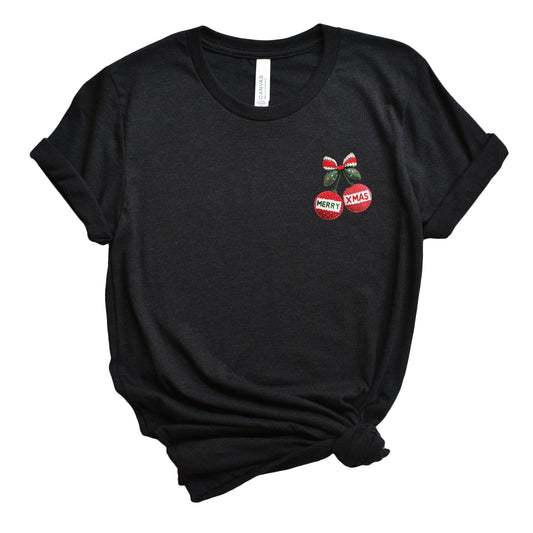 Merry Xmas Ornament Quilted Print - Women's Short Sleeve Graphic T-Shirt