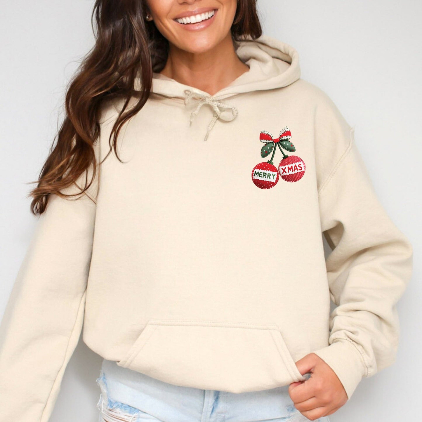 Merry Xmas Ornament Quilted Print - Women's Graphic Hoodie