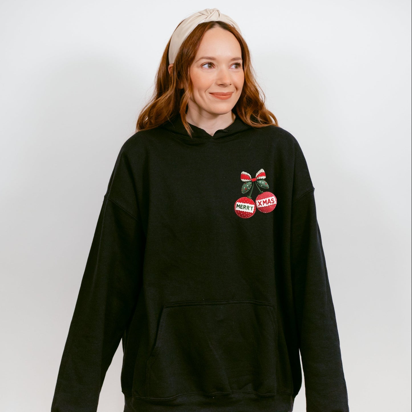 Merry Xmas Ornament Quilted Print - Women's Graphic Hoodie
