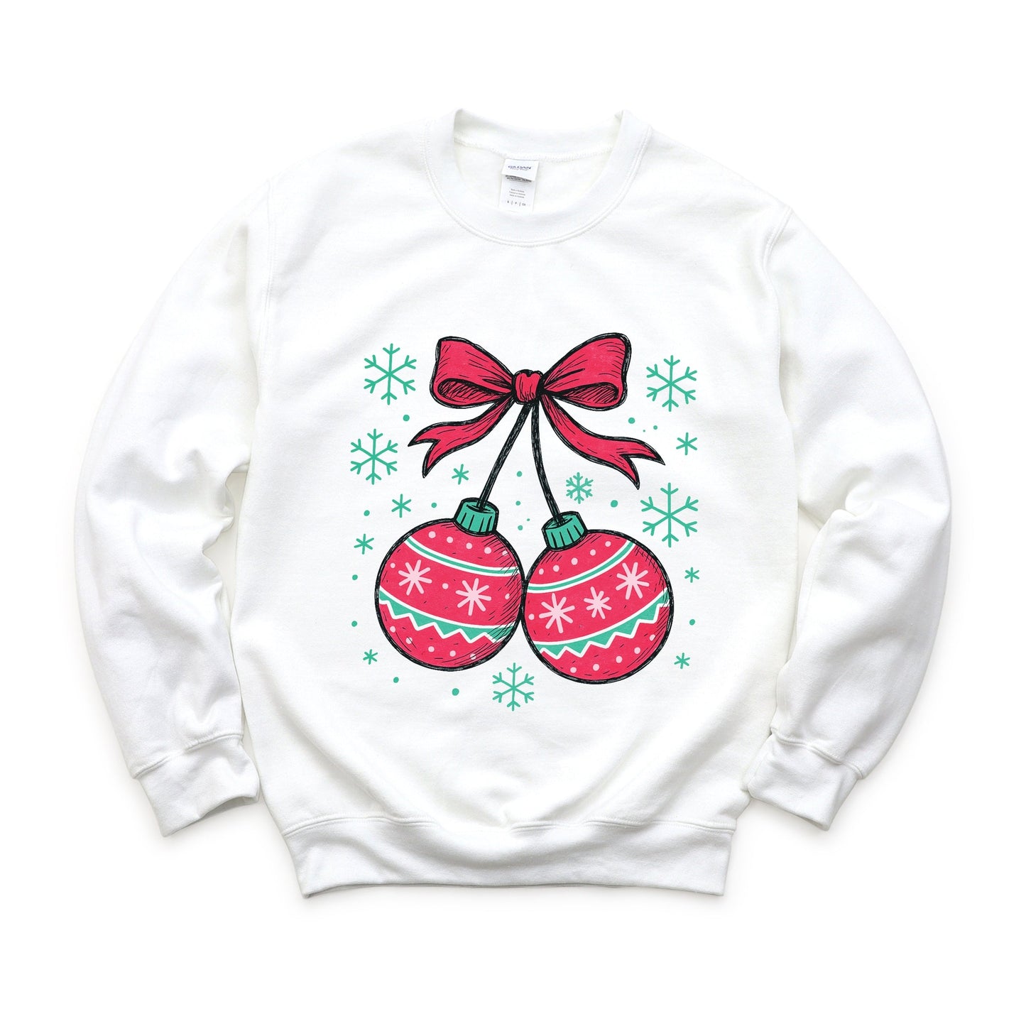 Christmas Ornaments Sketched Snowflakes - Women's Graphic Sweatshirt