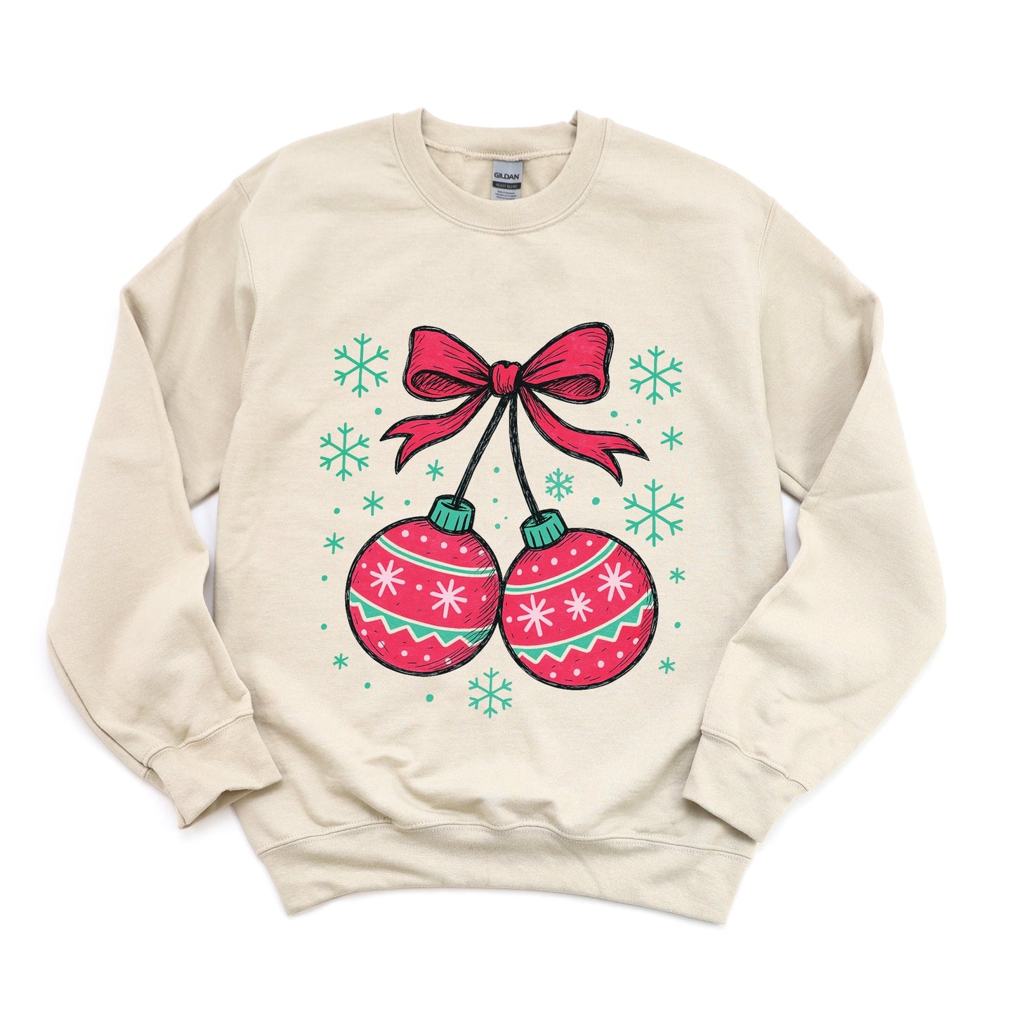Christmas Ornaments Sketched Snowflakes - Women's Graphic Sweatshirt