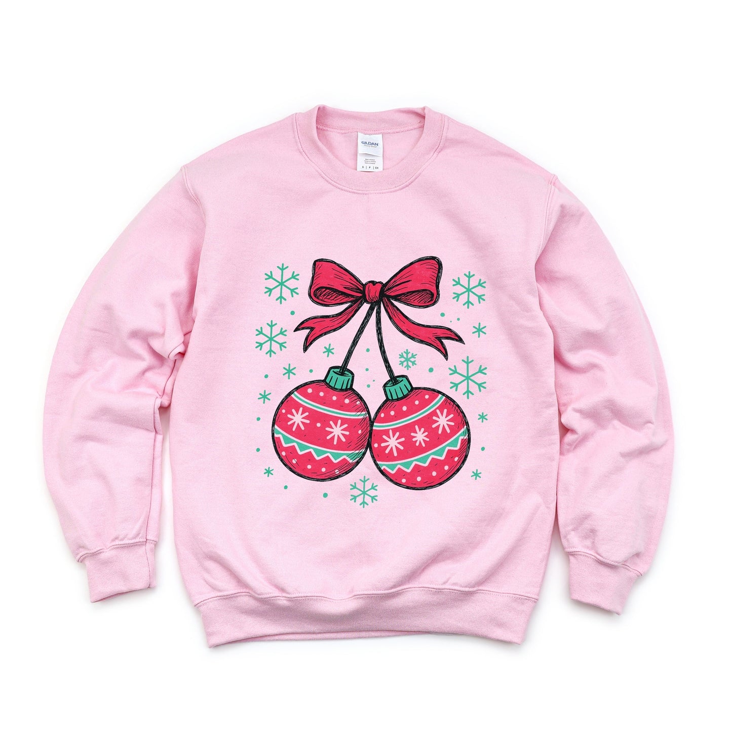 Christmas Ornaments Sketched Snowflakes - Women's Graphic Sweatshirt