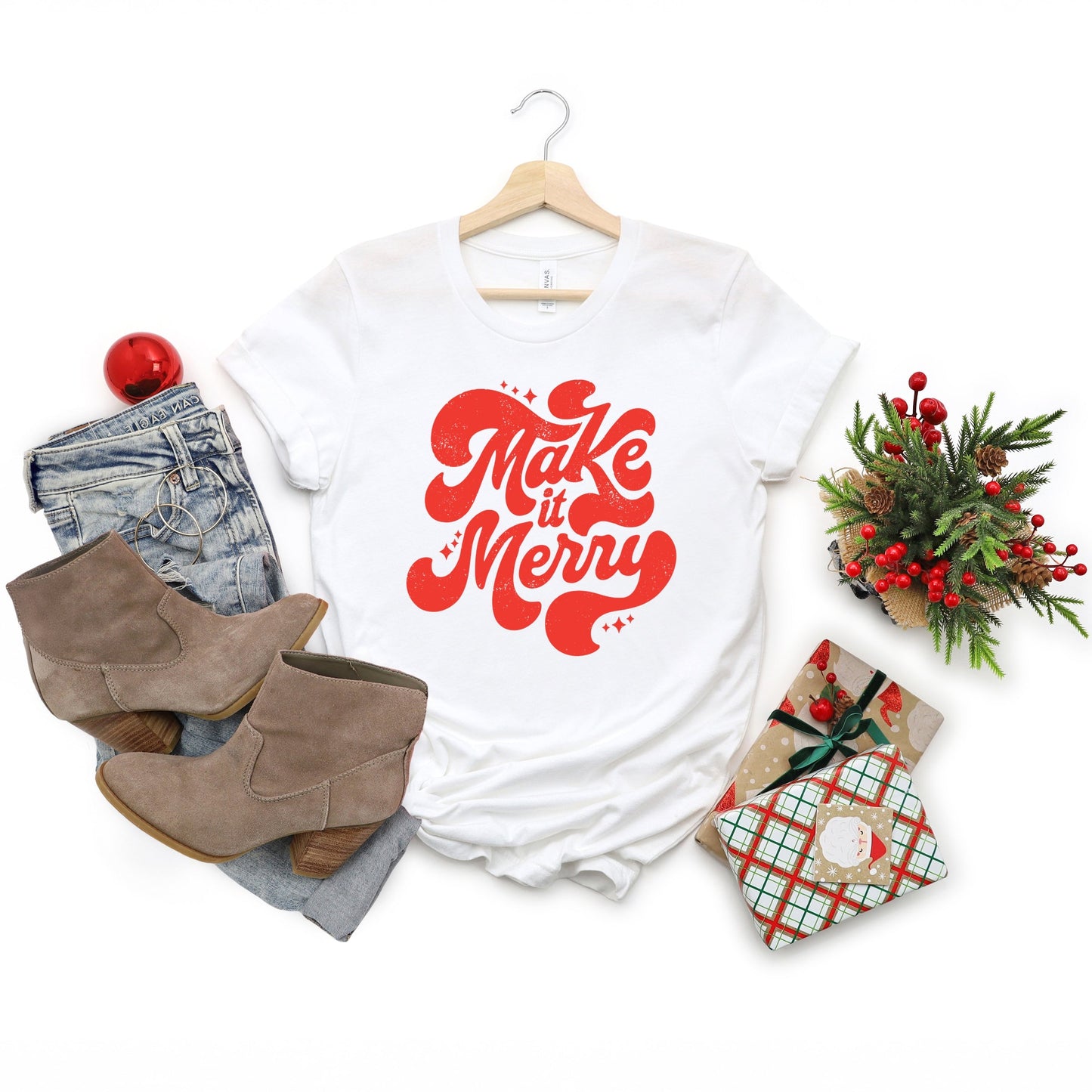 Make It Merry Cursive Distressed - Women's Short Sleeve Graphic T-Shirt