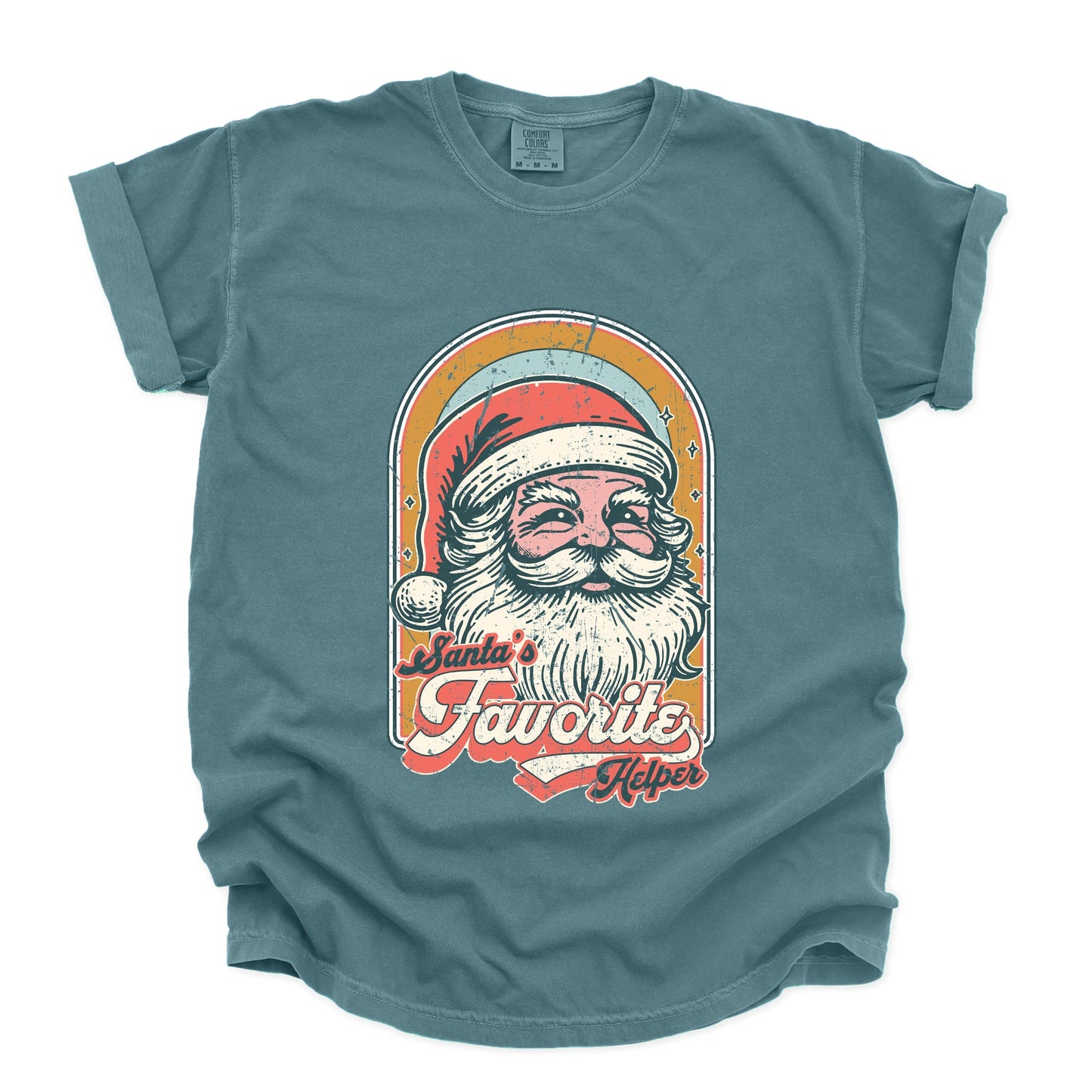 Santa's Favorite Helper Retro - Women's Garment Dyed Graphic T-Shirt