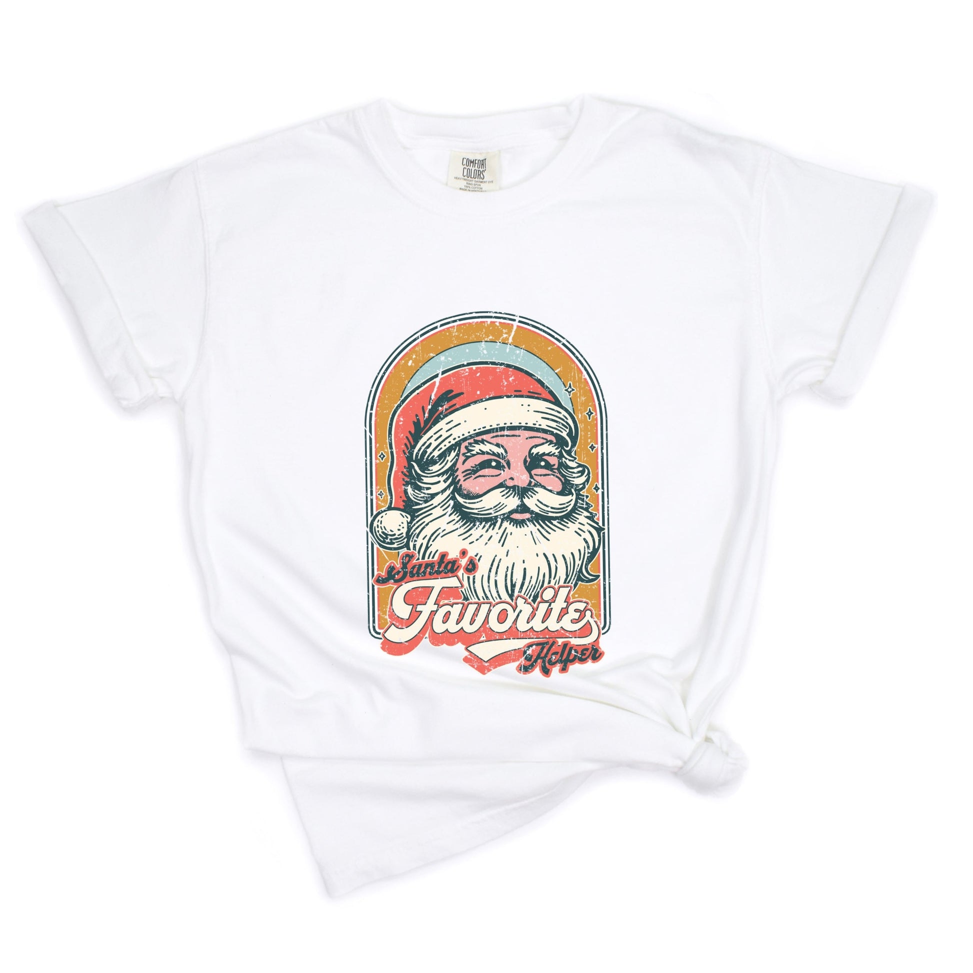 Santa's Favorite Helper Retro - Women's Garment Dyed Graphic T-Shirt