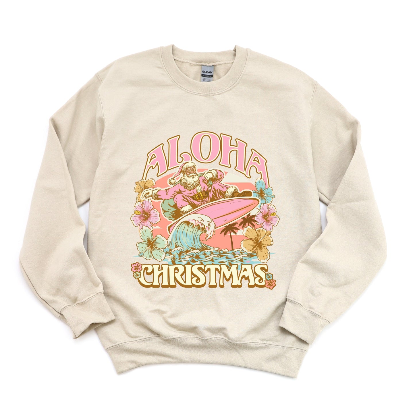 Aloha Christmas Surfing Santa - Women's Graphic Sweatshirt